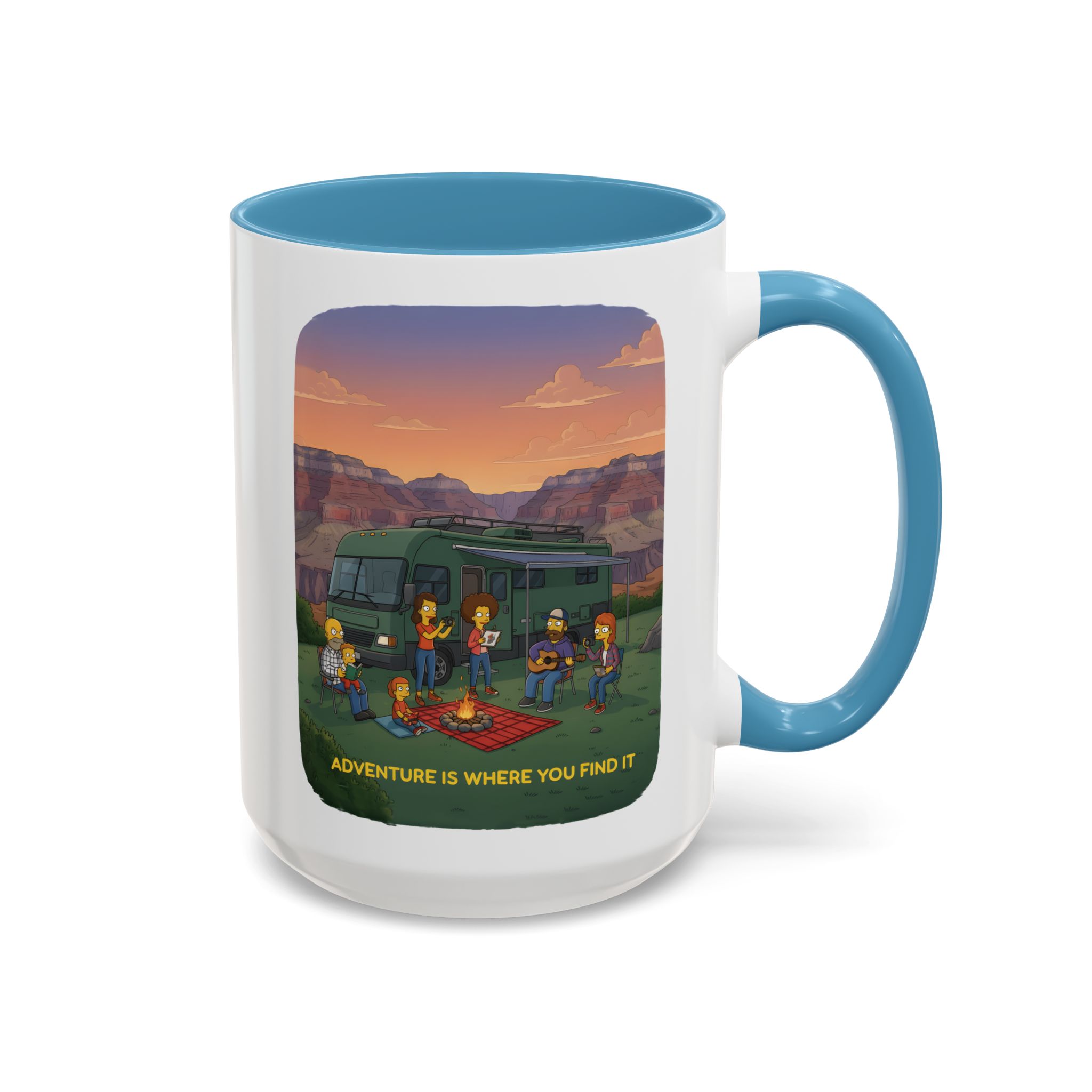 Accent Coffee Mug (11, 15oz) — "Adventure Is Where You Find It" Design Sitcom-Line