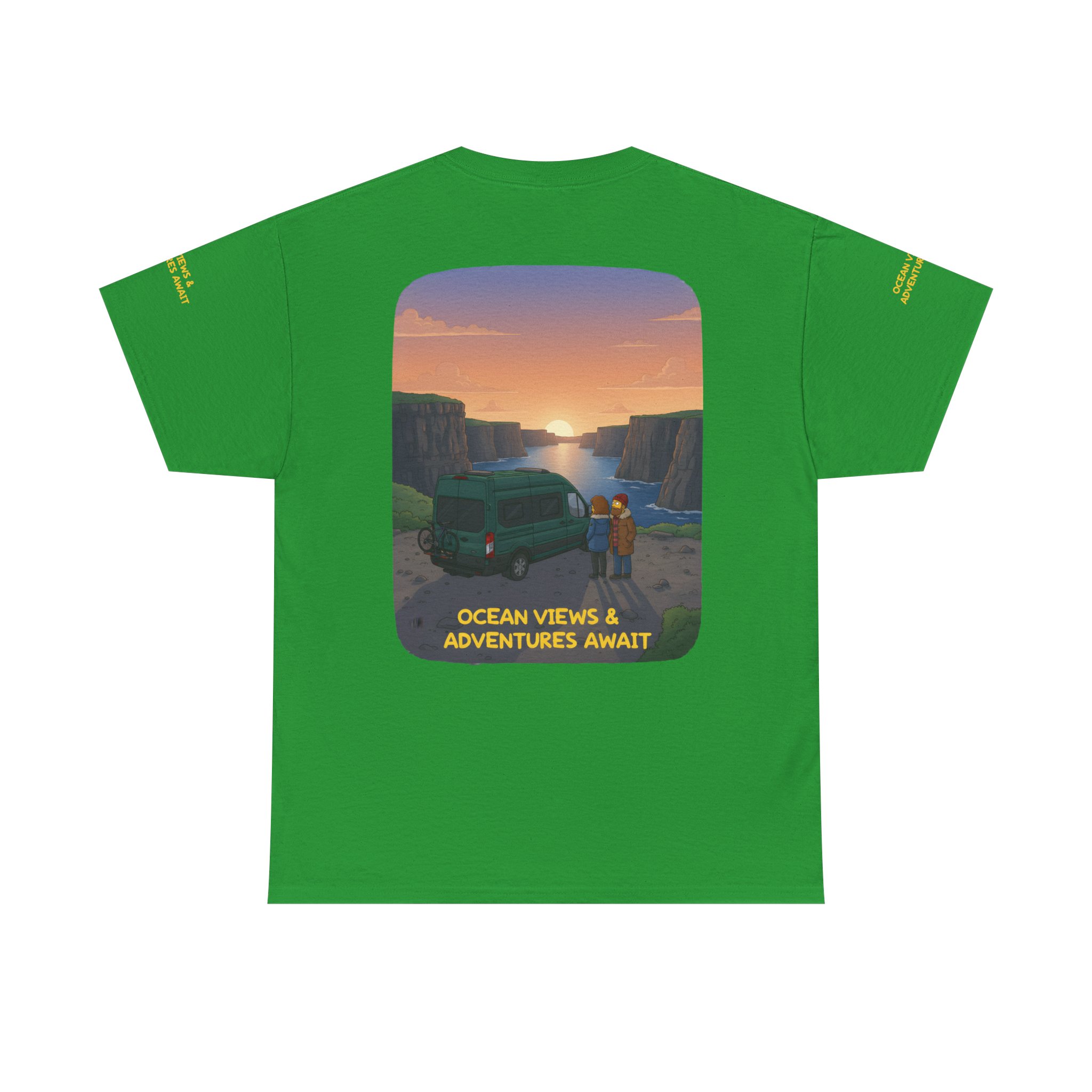 Unisex Heavy Cotton Tee — "Ocean Views-Adventures Awaits" Design Sitcom-Line