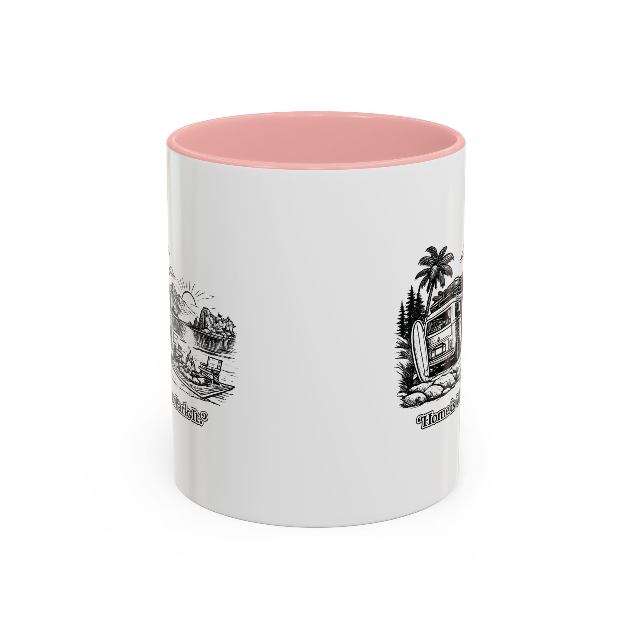 Accent Coffee Mug (11, 15oz) — "Home Is Where You Park It" Design Minimal-Line