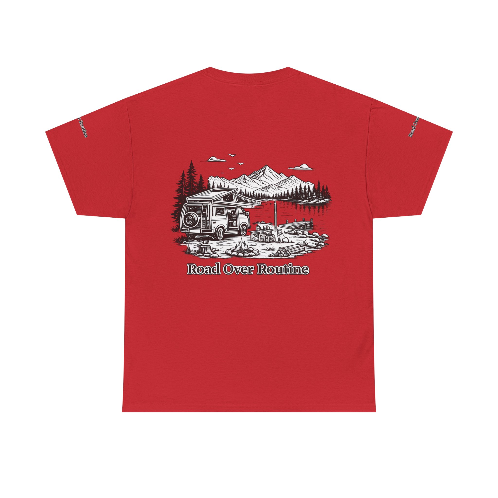 Unisex Heavy Cotton Tee — "Road Over Routine" Design Minimal-Line