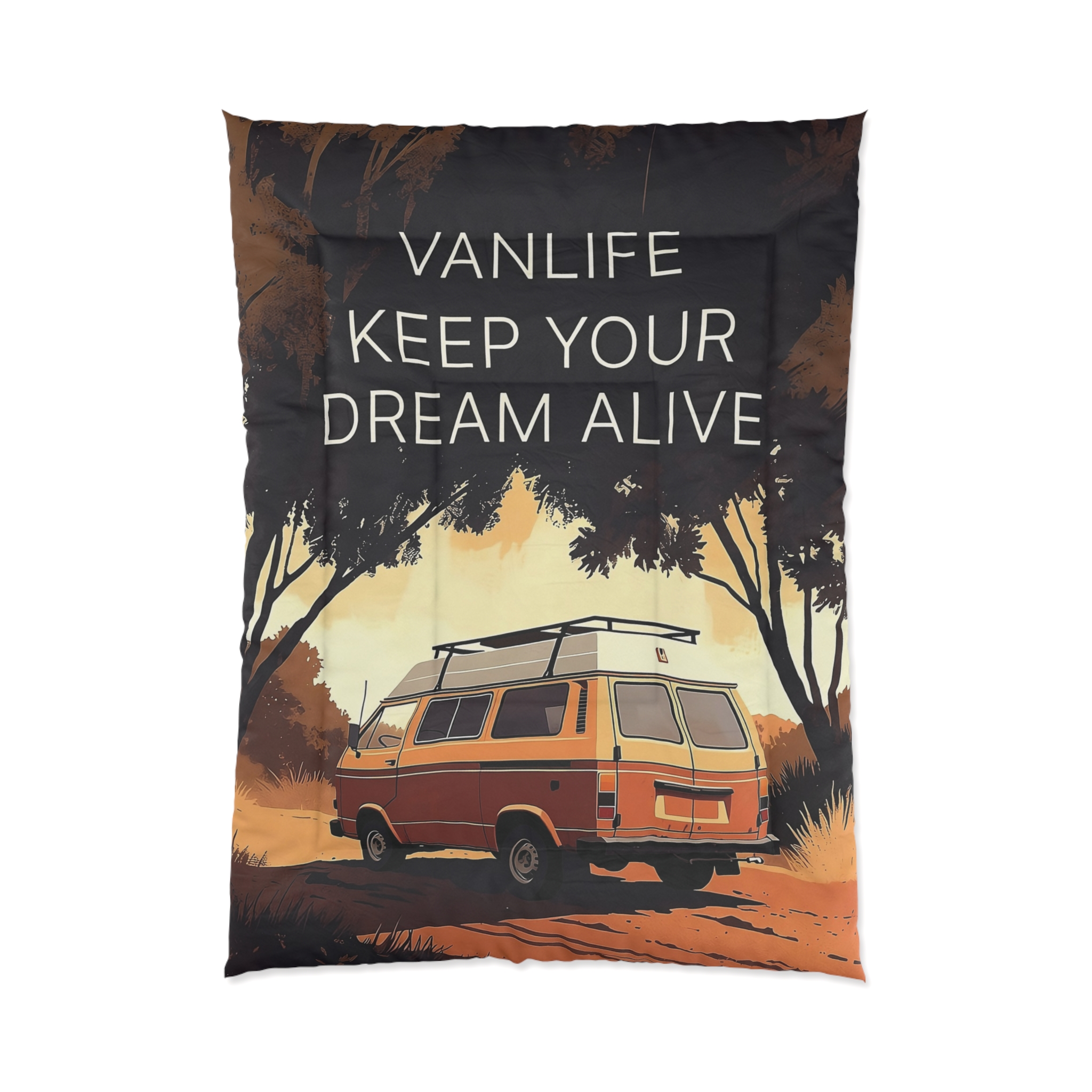 Comforter – “Vanlife Keep Your Dream Alive” Retro Camper Bedding