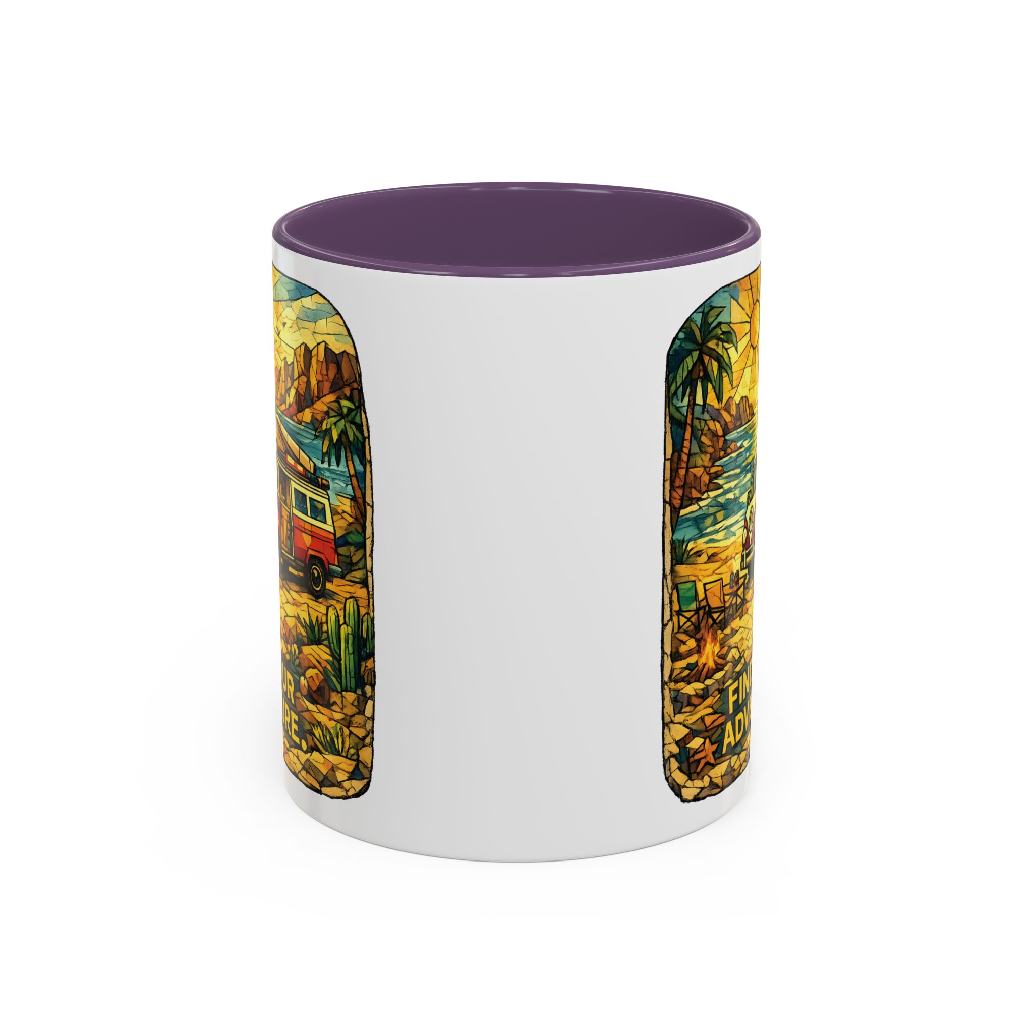 Accent Coffee Mug (11, 15oz) — ""Find Your Adventure"" Design Cubic-Line