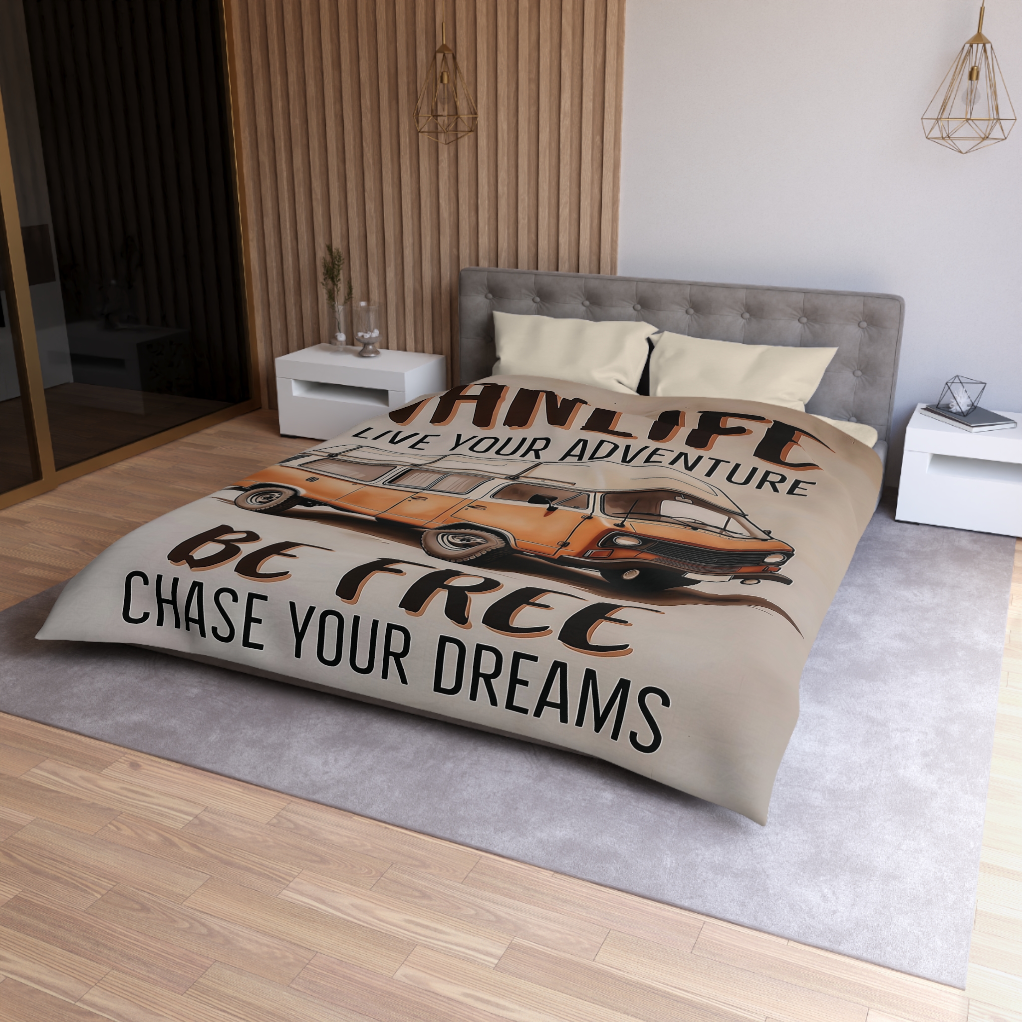 Duvet Cover – “Be Free / Live Your Adventure” Camper Van Bedding
