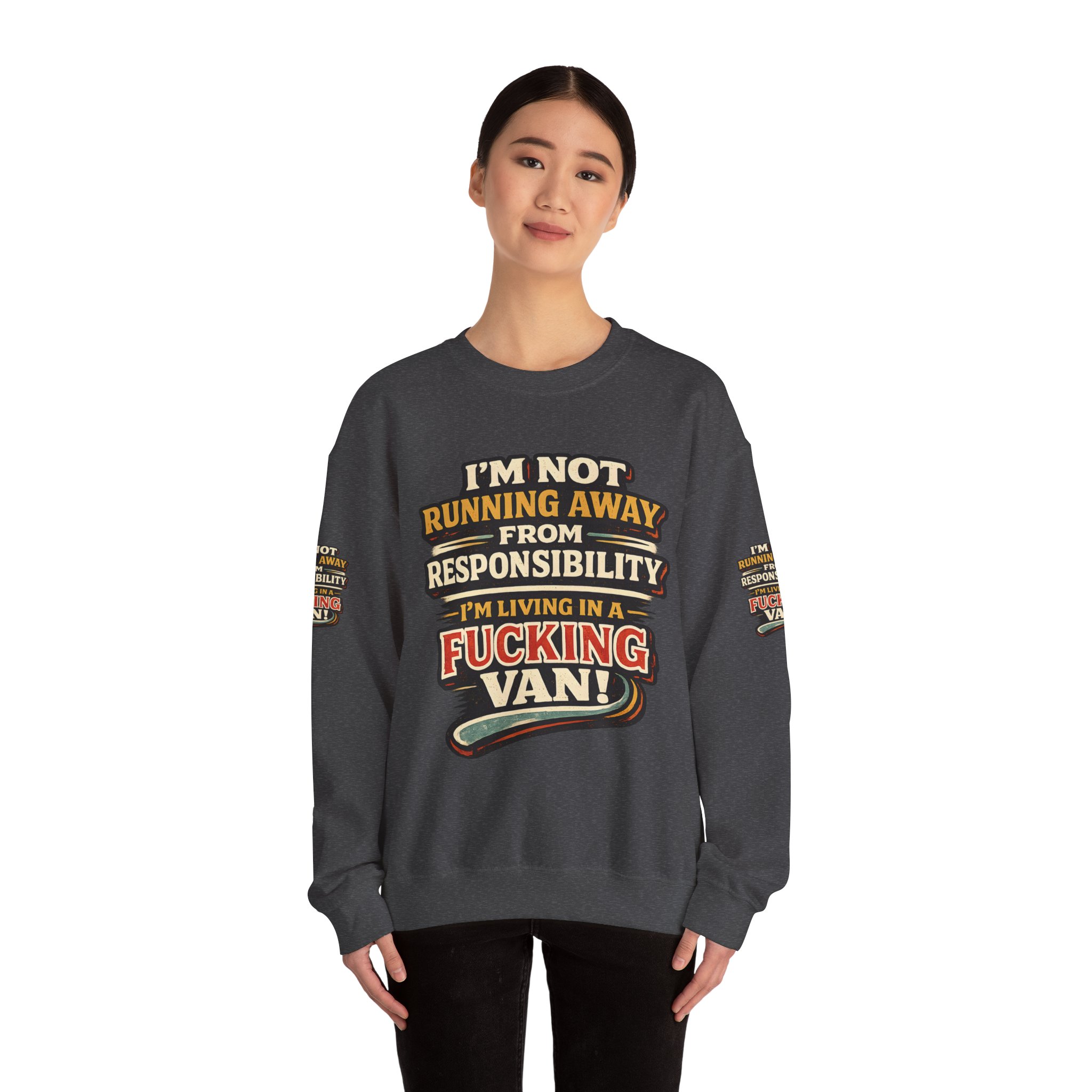 4762061133576421955_2048.jpeg Unisex Heavy Blend™ Crewneck Sweatshirt — "I`m Not running Away" Design F**K-Line