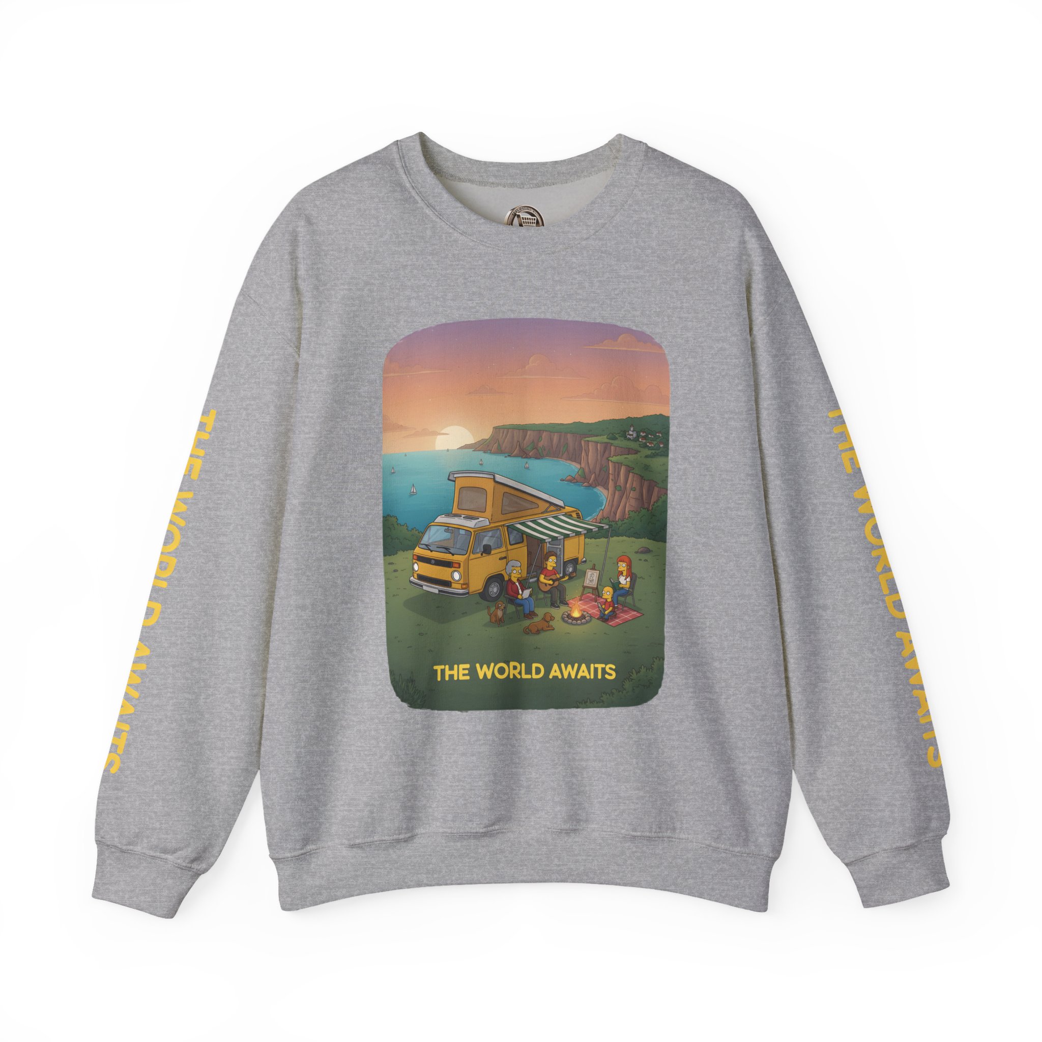 Unisex Heavy Blend™ Crewneck Sweatshirt — "The World Awaits" Design Sitcom-Line