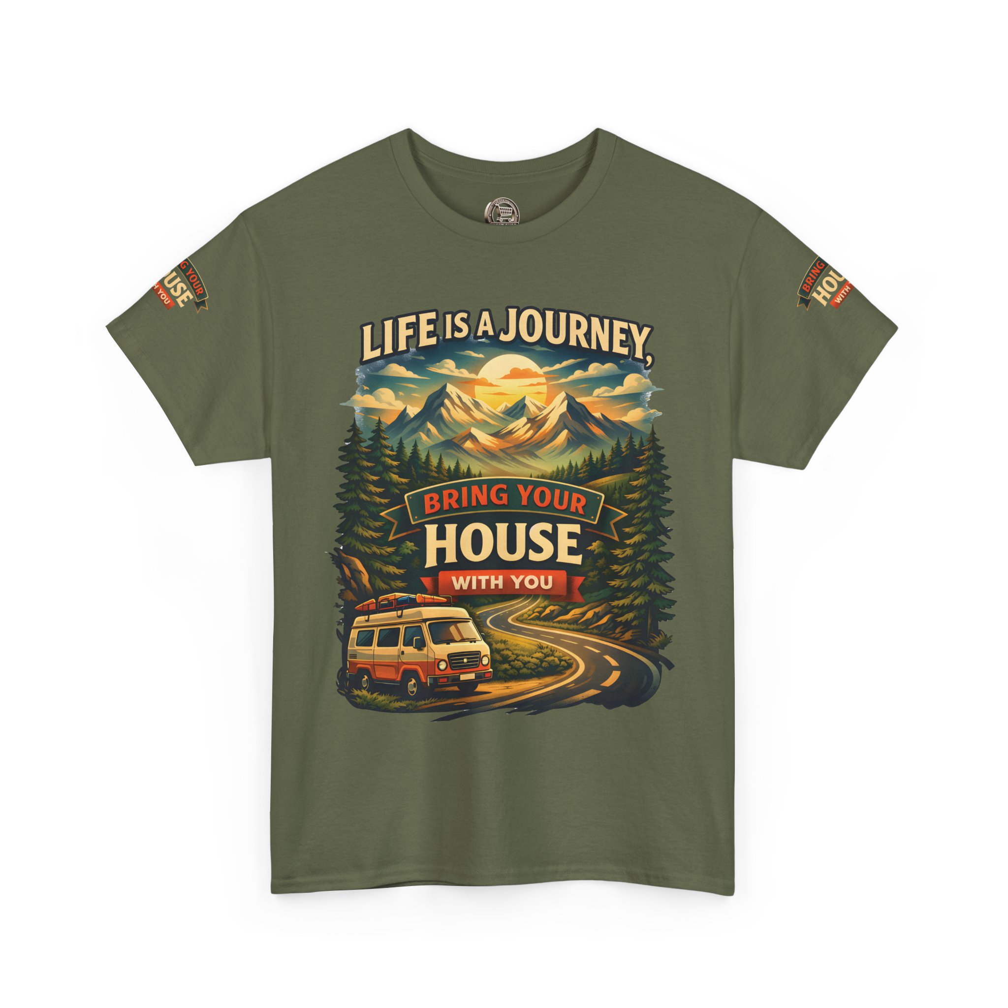 4766344735035332126_2048.jpeg Unisex Heavy Cotton Tee — "Live Is A Journey-Bring Your House With You" Design Scenic-Line