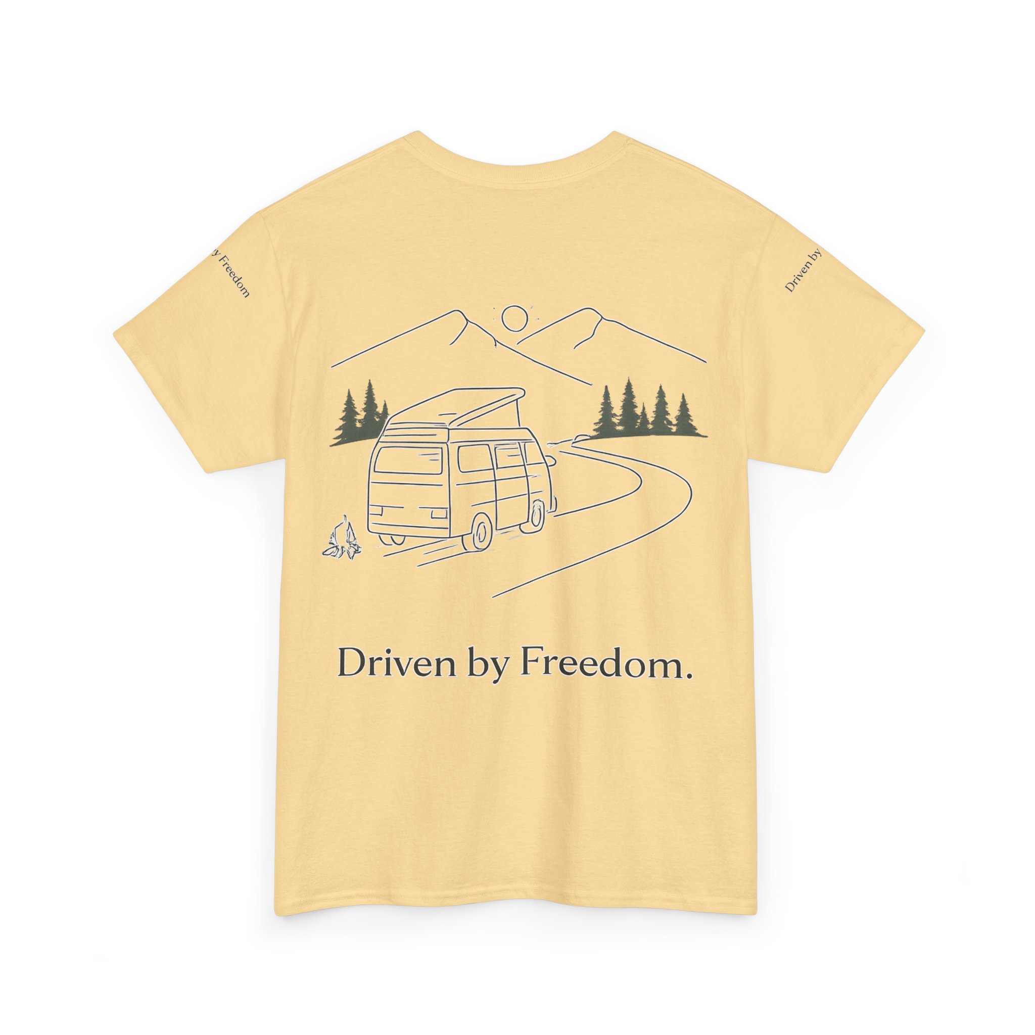 Unisex Heavy Cotton Tee — "Driven By Freedom" Design Minimal-Line