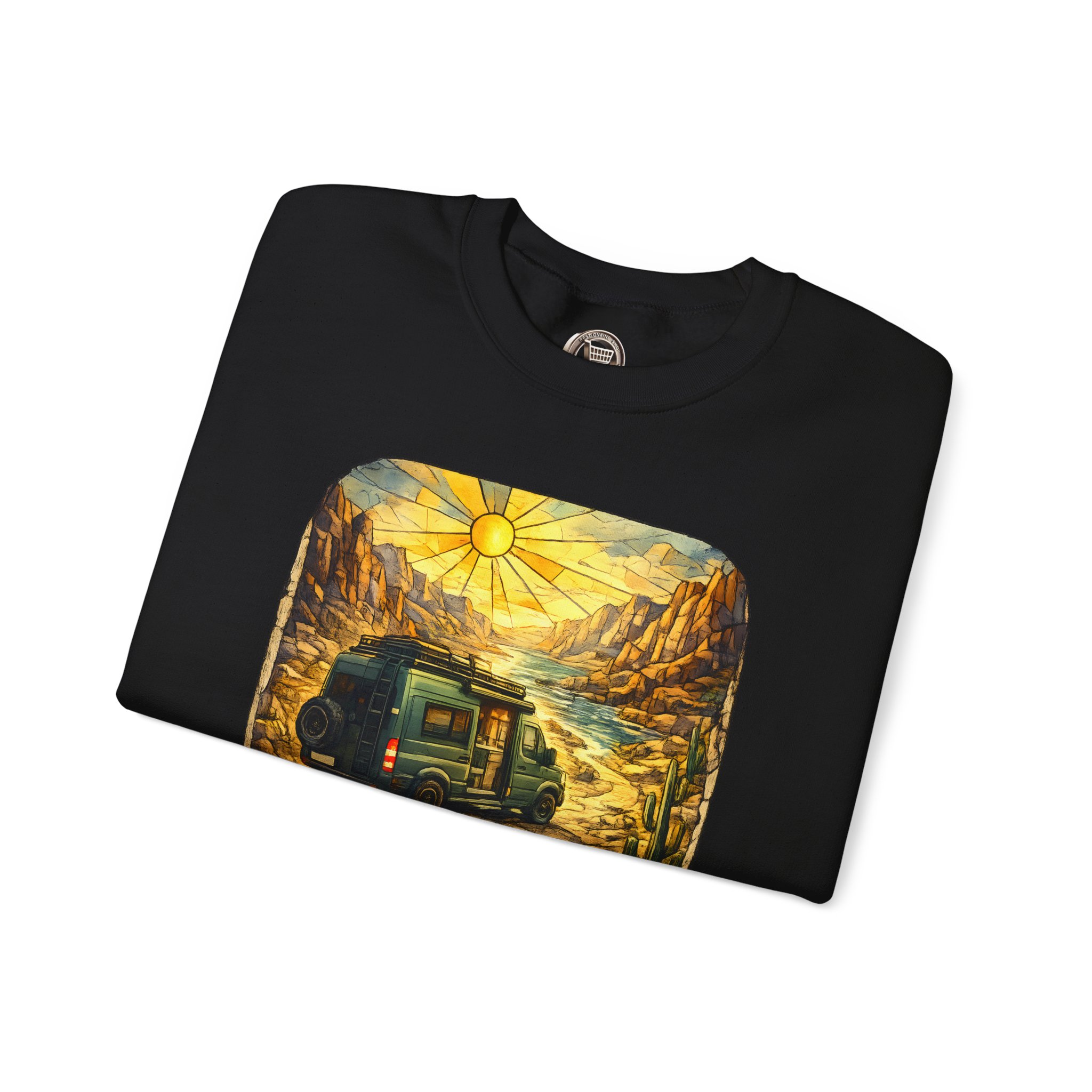 Unisex Heavy Blend™ Crewneck Sweatshirt — "Choose The Road Less Traveled" Design Cubic-Line