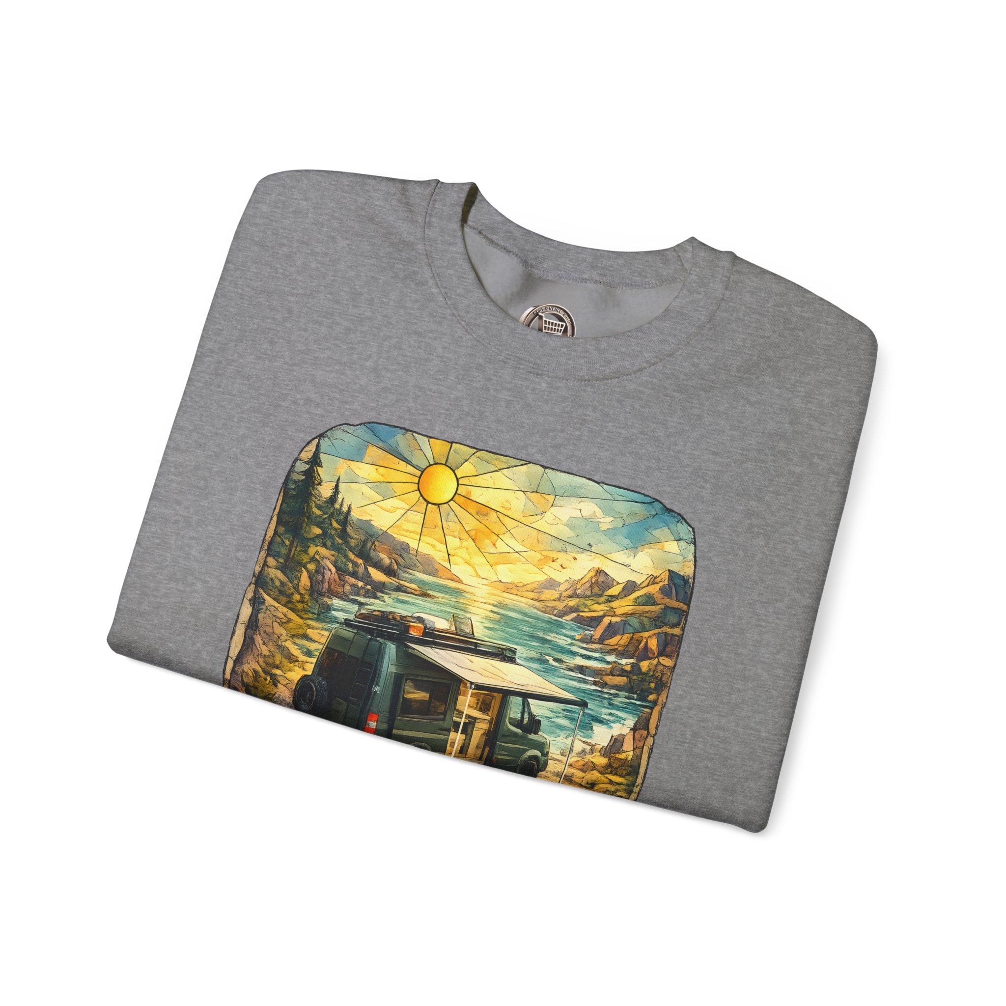 Unisex Heavy Blend™ Crewneck Sweatshirt — "Discover The Great Outdoors" Design Cubic-Line