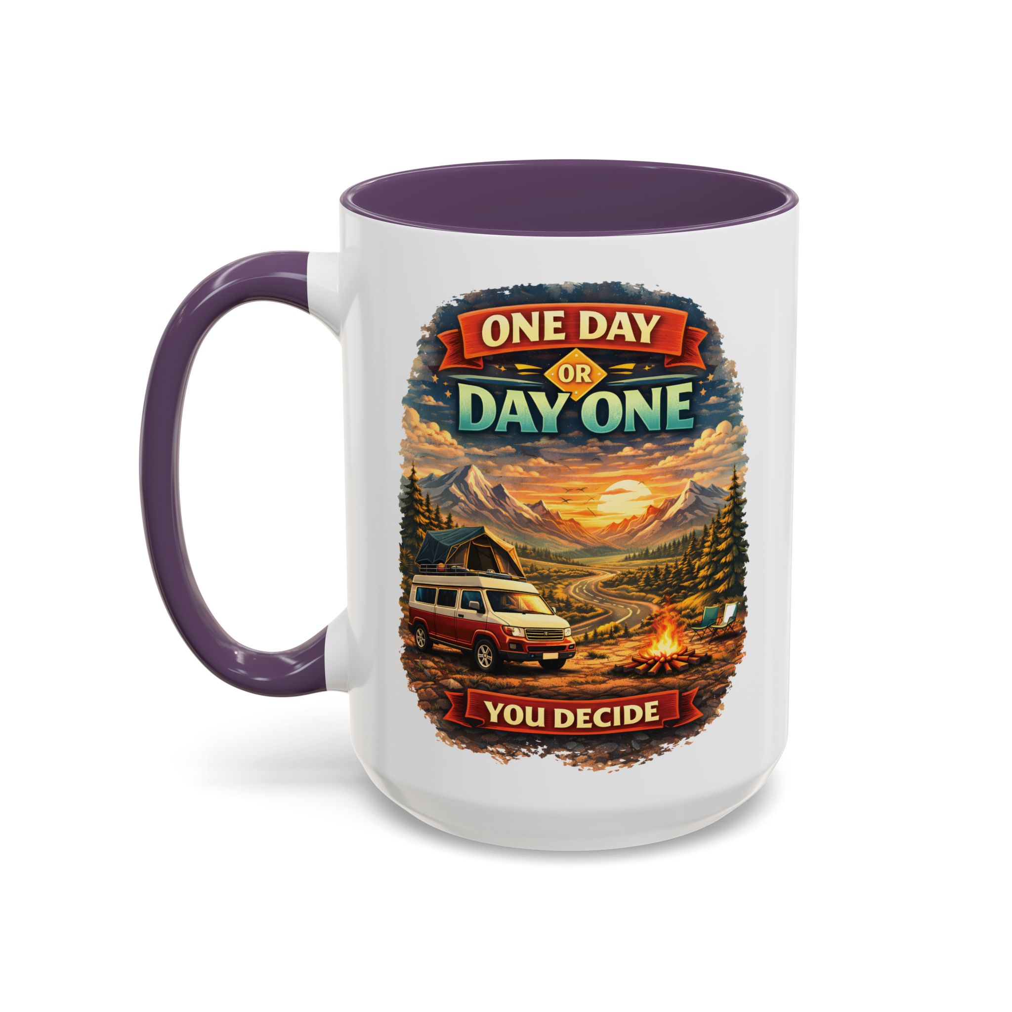 Accent Coffee Mug (11, 15oz) — "One Day Or Day One" Design Scenic-Line
