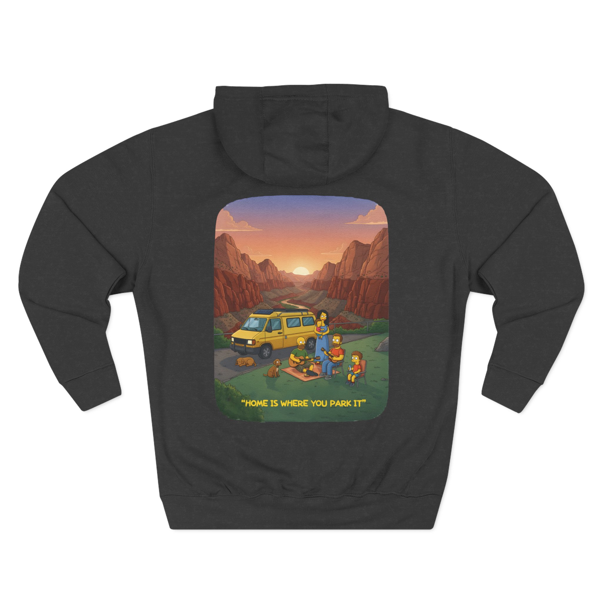 Three-Panel Fleece Hoodie - "Home Is Where You Park It" Design Sitcom-Line