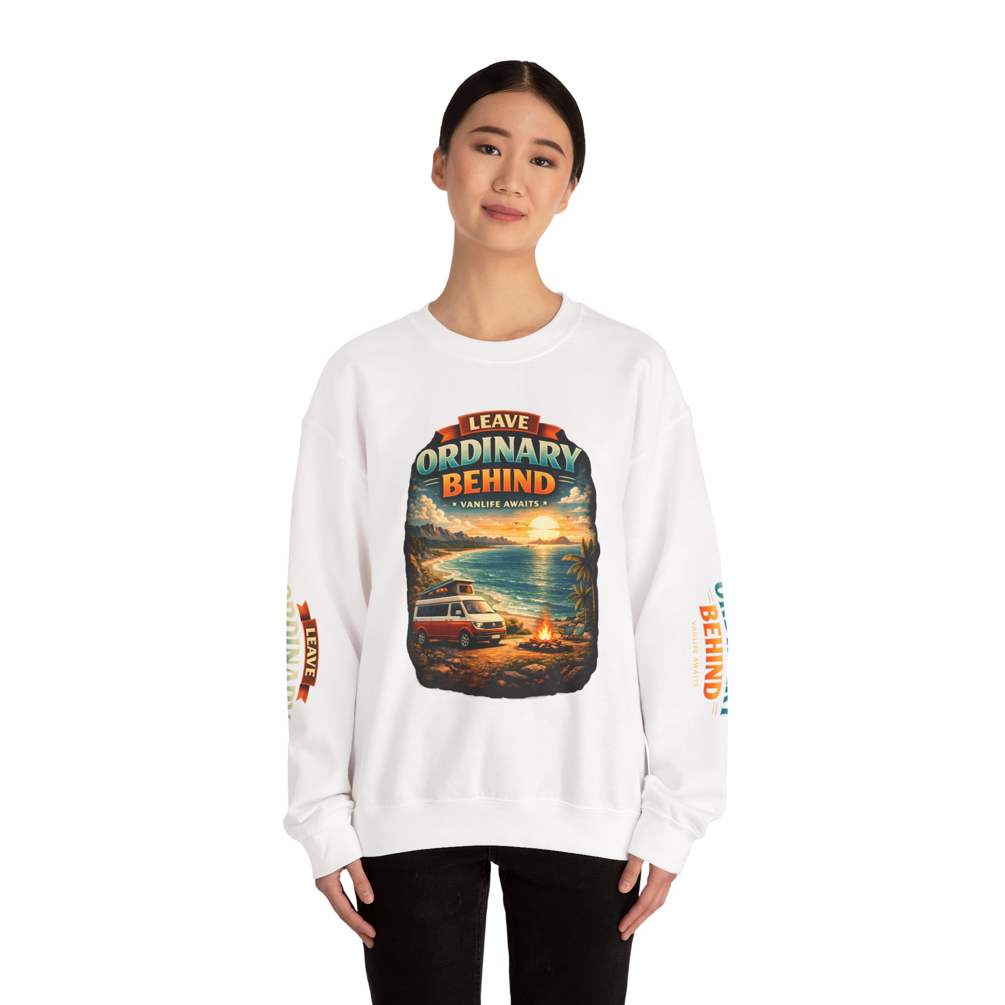 Unisex Heavy Blend™ Crewneck Sweatshirt — "Leave Ordinary Behind" Design Scenic-Line