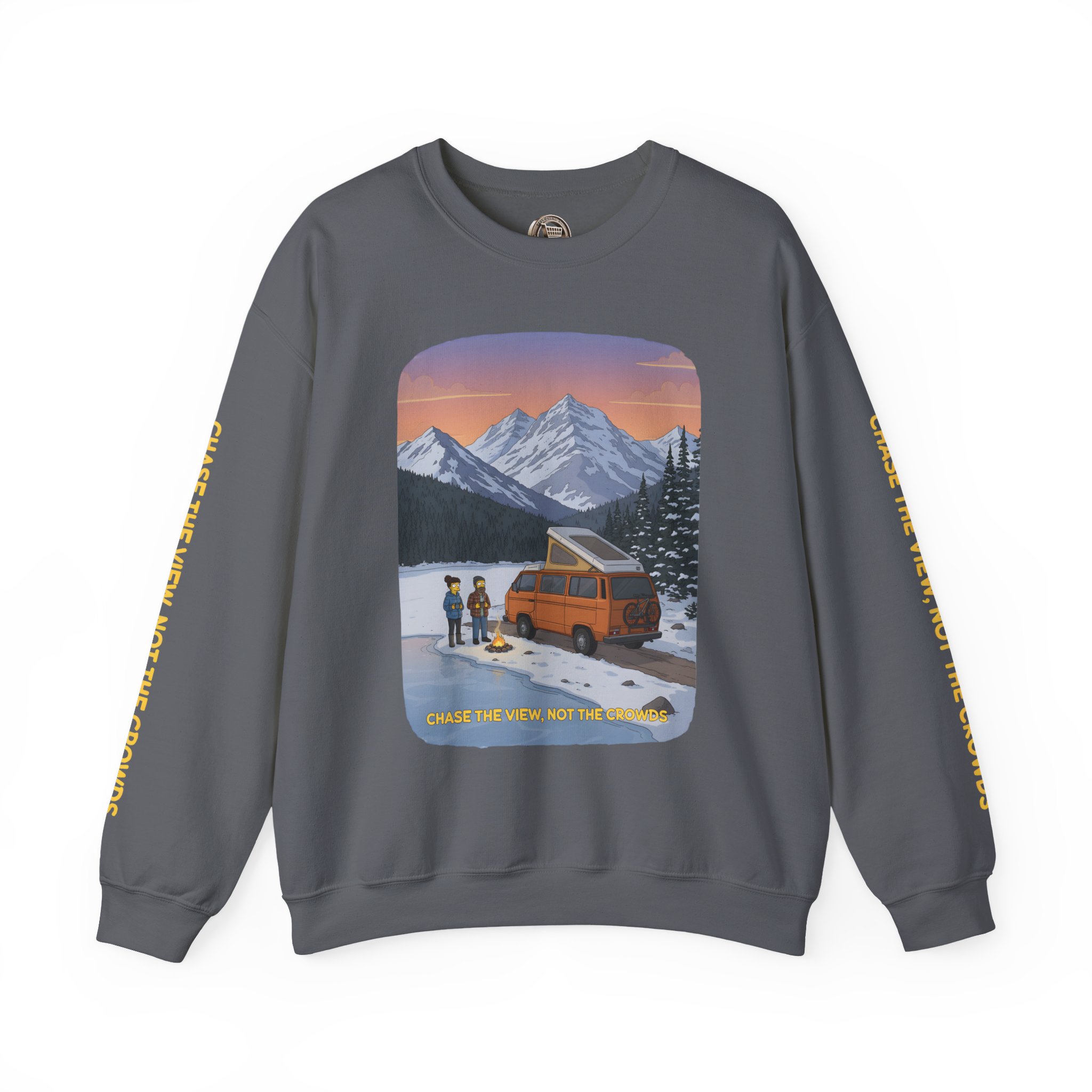 Unisex Heavy Blend™ Crewneck Sweatshirt — "Chase The Views-Not The Crowds"" Design Sitcom-Line