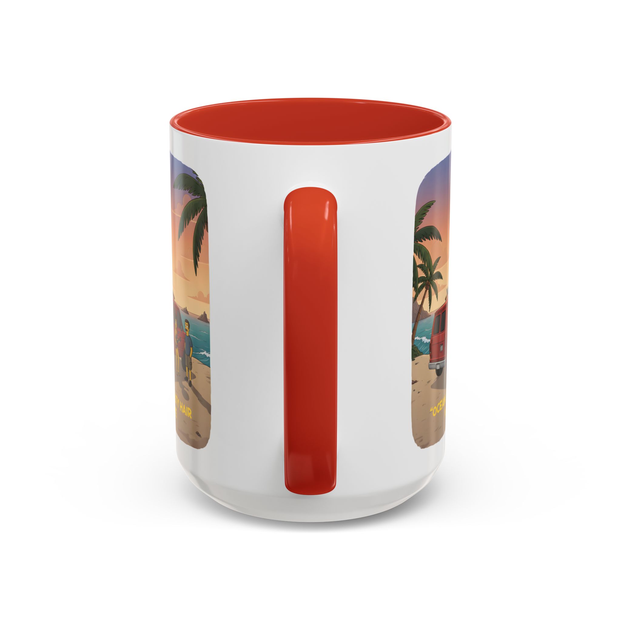 Accent Coffee Mug (11, 15oz) — "Ocean Air Salty Hair Van Life" Design Sitcom-Line