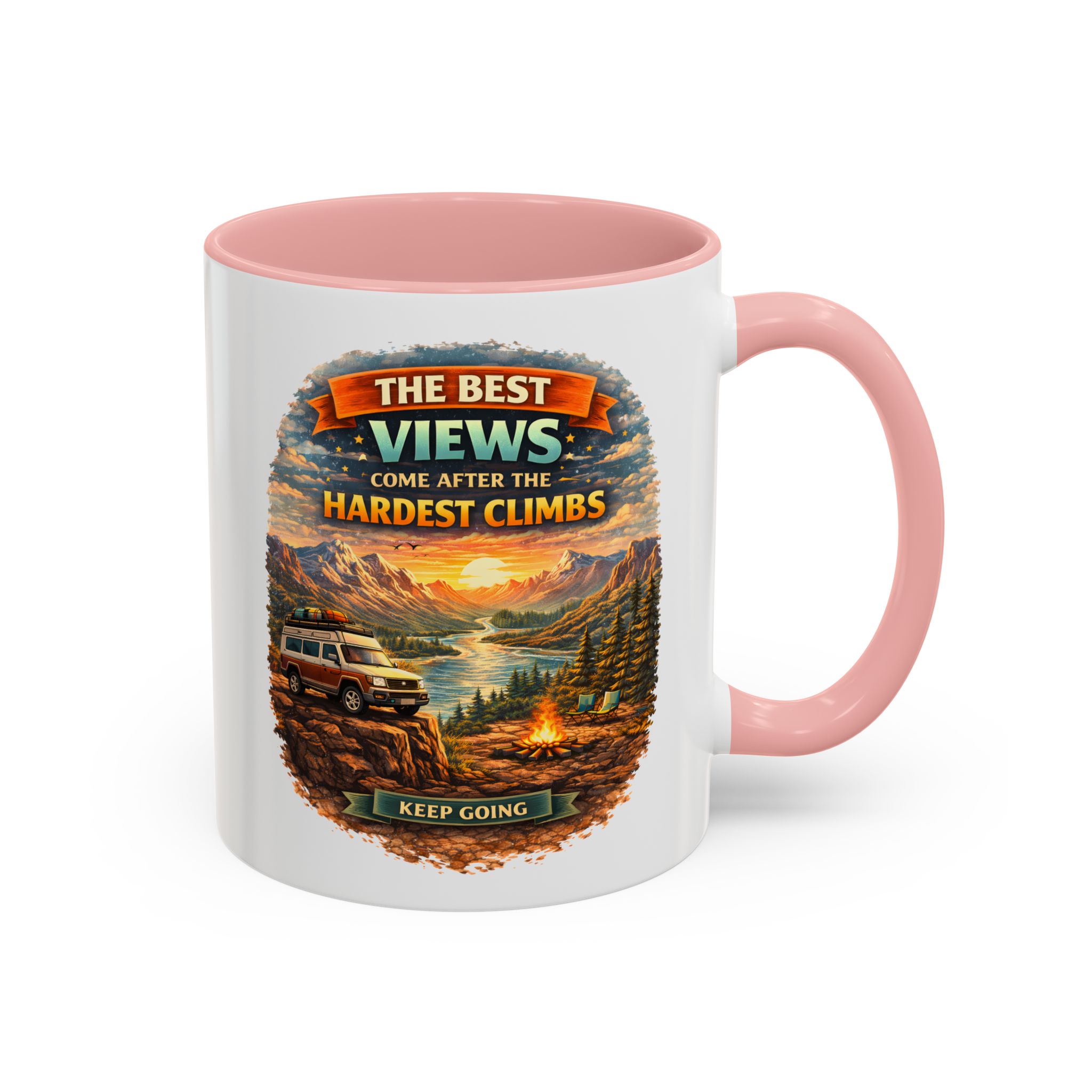 Accent Coffee Mug (11, 15oz) — "The Best Views" Design Scenic-Line