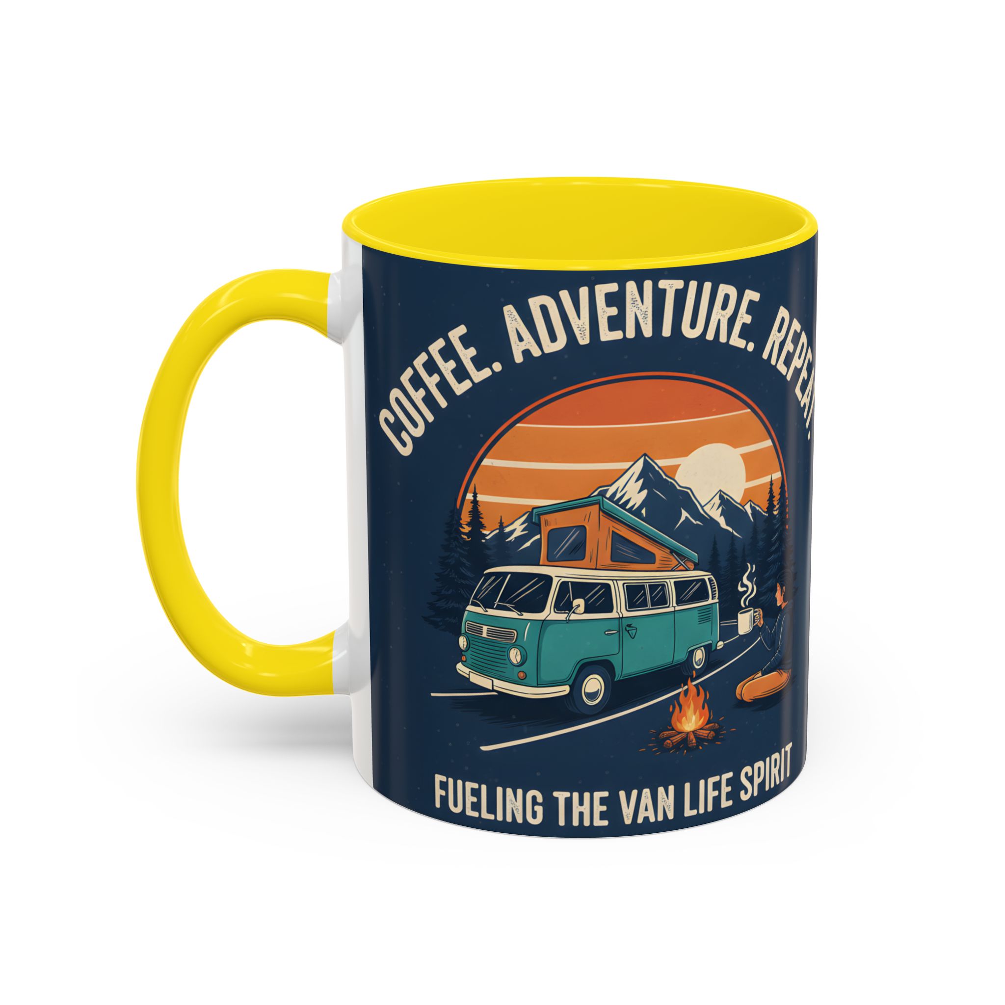 Accent Coffee Mug (11, 15oz) - "Coffee. Adventure. Repeat."