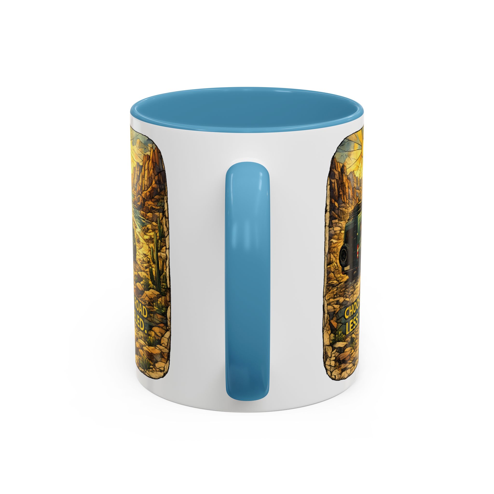 Accent Coffee Mug (11, 15oz) — "Choose The Road Less Traveled" Design Cubic-Line