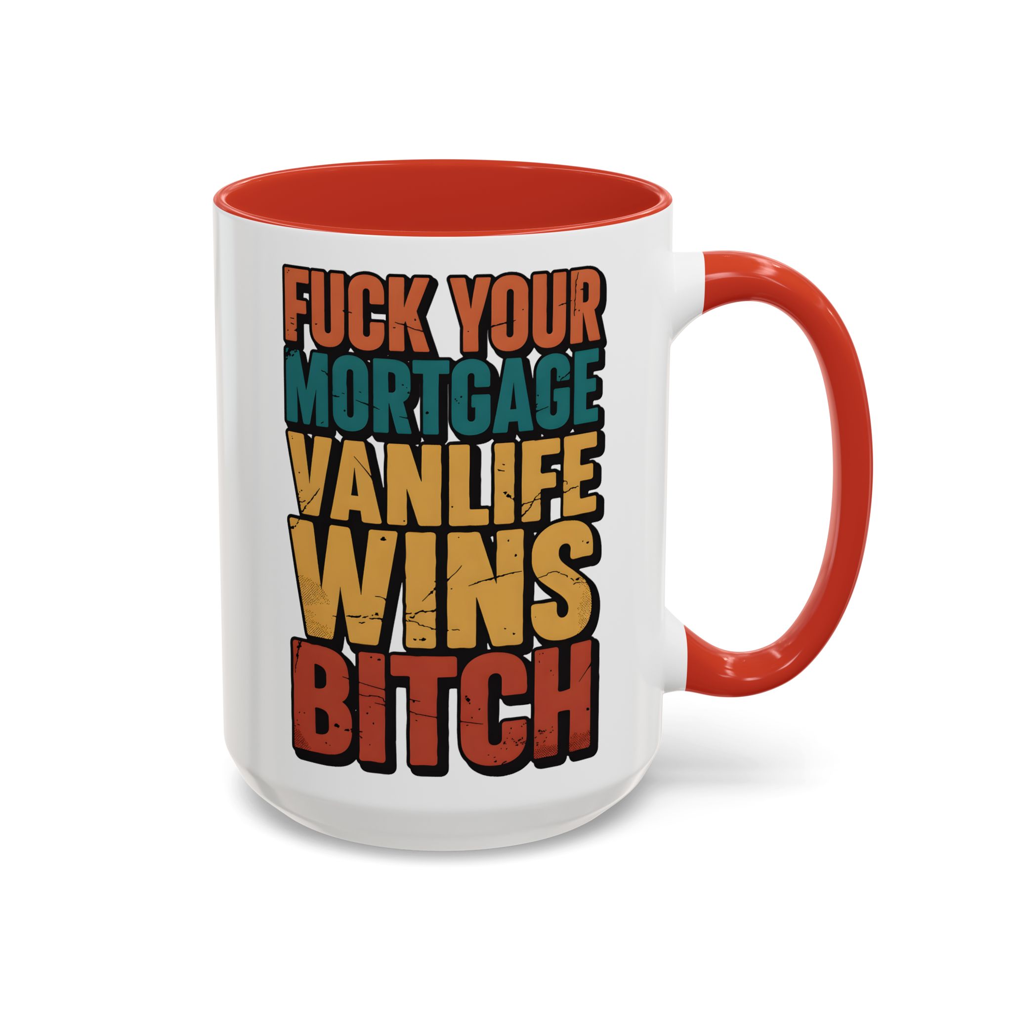 Accent Coffee Mug (11, 15oz) — "Fuck Your Mortgage" Design F**K-Line