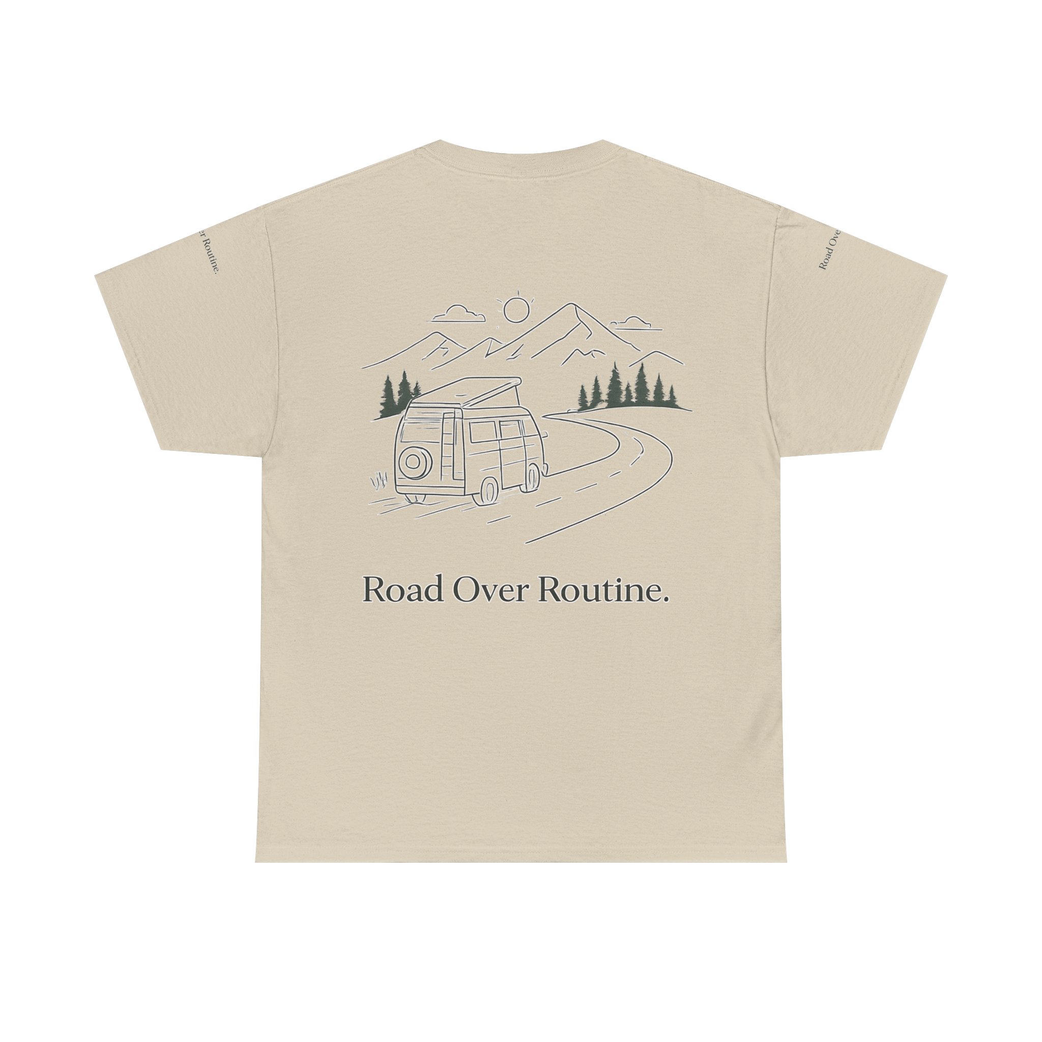 Unisex Heavy Cotton Tee — "Road Over Routine" Design Minimal-Line