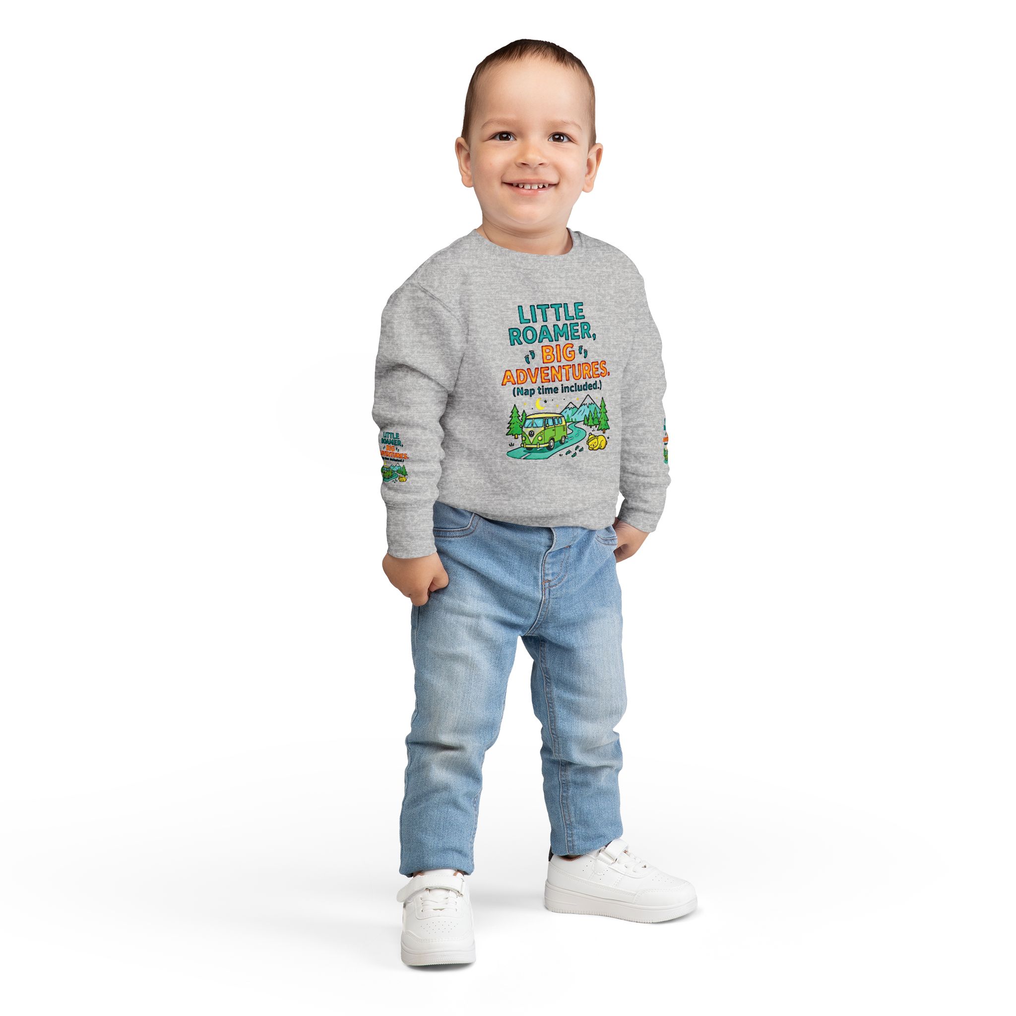 Toddler Sweatshirt(Rabbit Skins) — "Little Roamer, Big Adventures-Nap Time Included" Camper Pullover