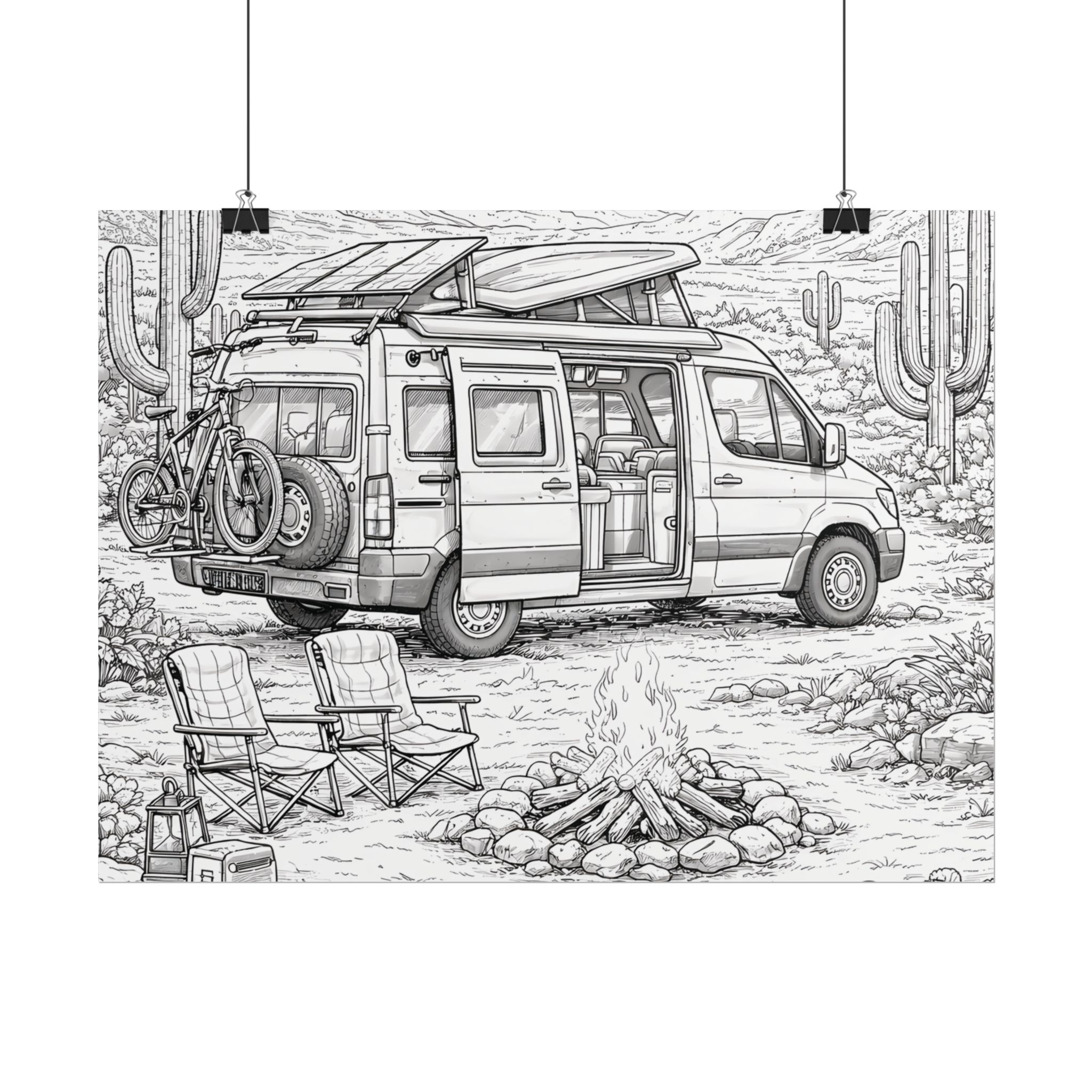 Campervan Poster — Vintage RV Camping Landscape Wall Art
