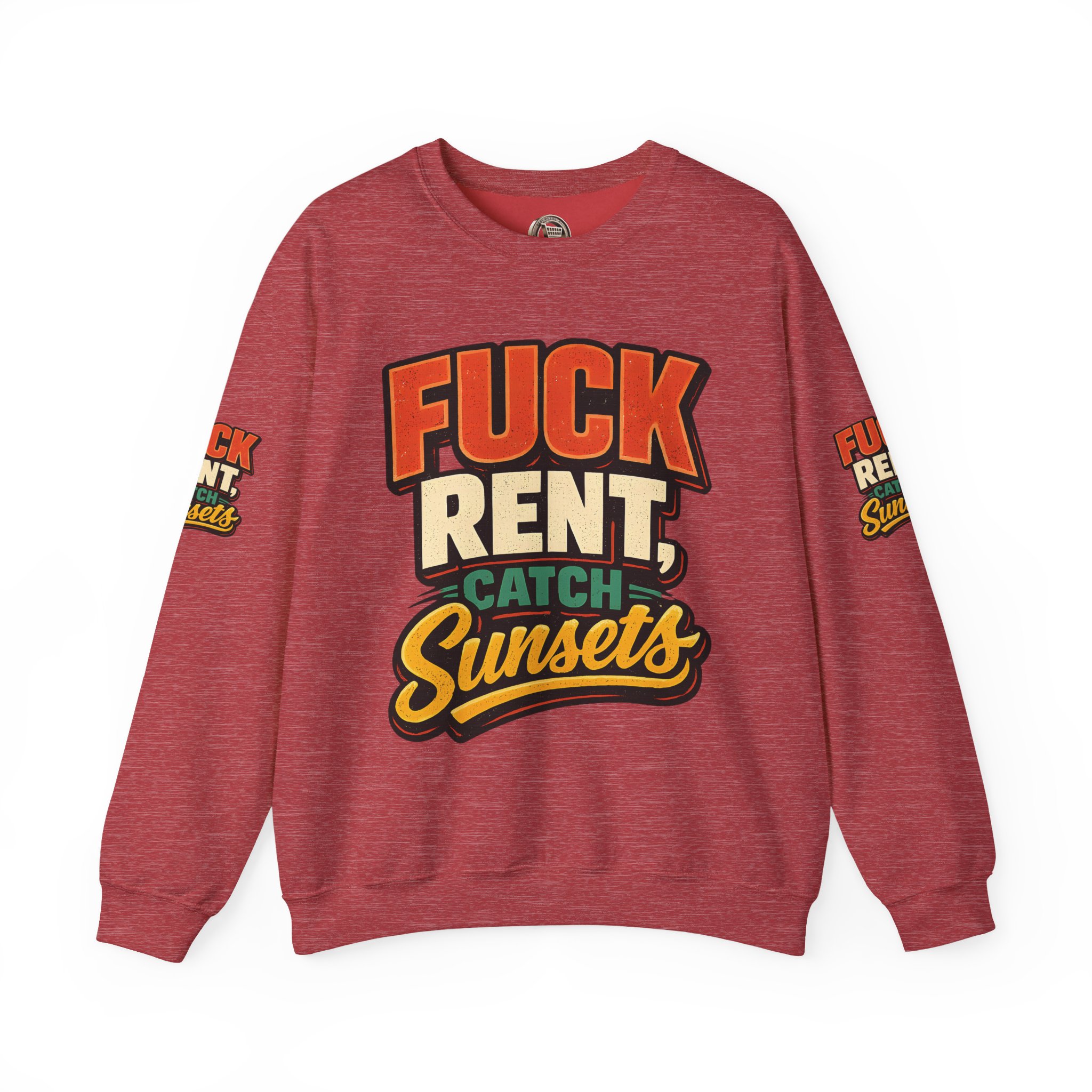 4837944262977583062_2048.jpeg Unisex Heavy Blend™ Crewneck Sweatshirt — "Fuck Rent Catch Sunsets" Design F**K-Line