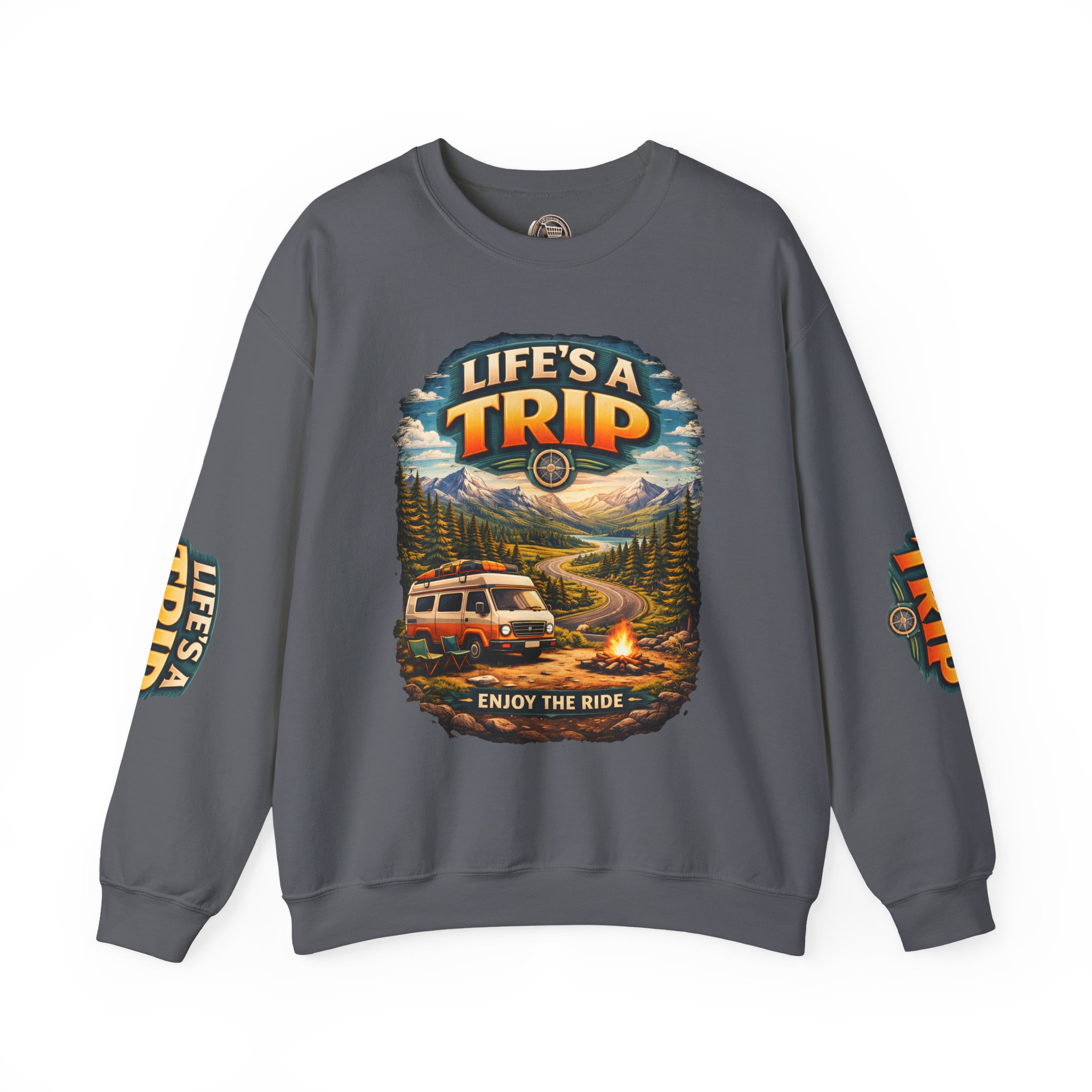 Unisex Heavy Blend™ Crewneck Sweatshirt — "Life s A Trip" Design Scenic-Line