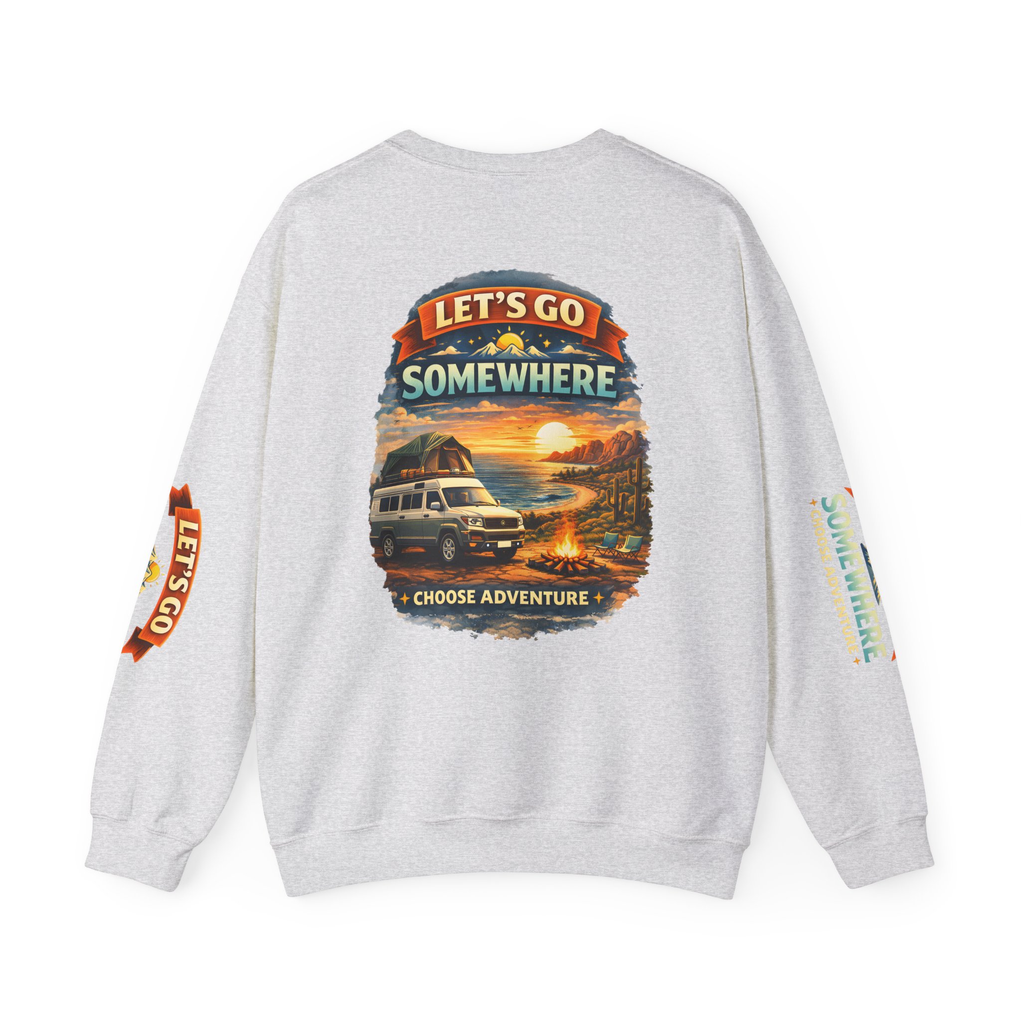 Unisex Heavy Blend™ Crewneck Sweatshirt — "Lets Go Somewhere" Design Scenic-Line