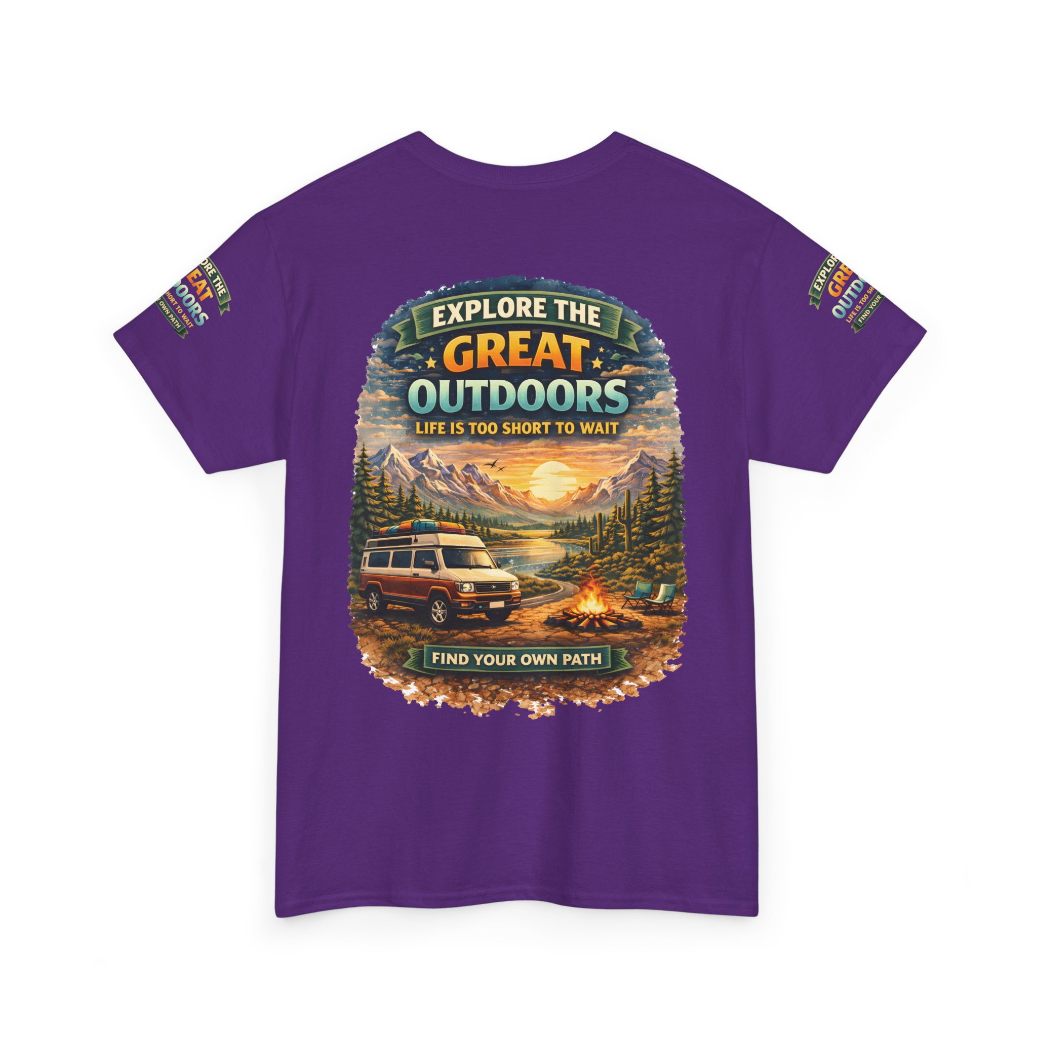 Unisex Heavy Cotton Tee — "Explore The Great Outdoors" Design Scenic-Line