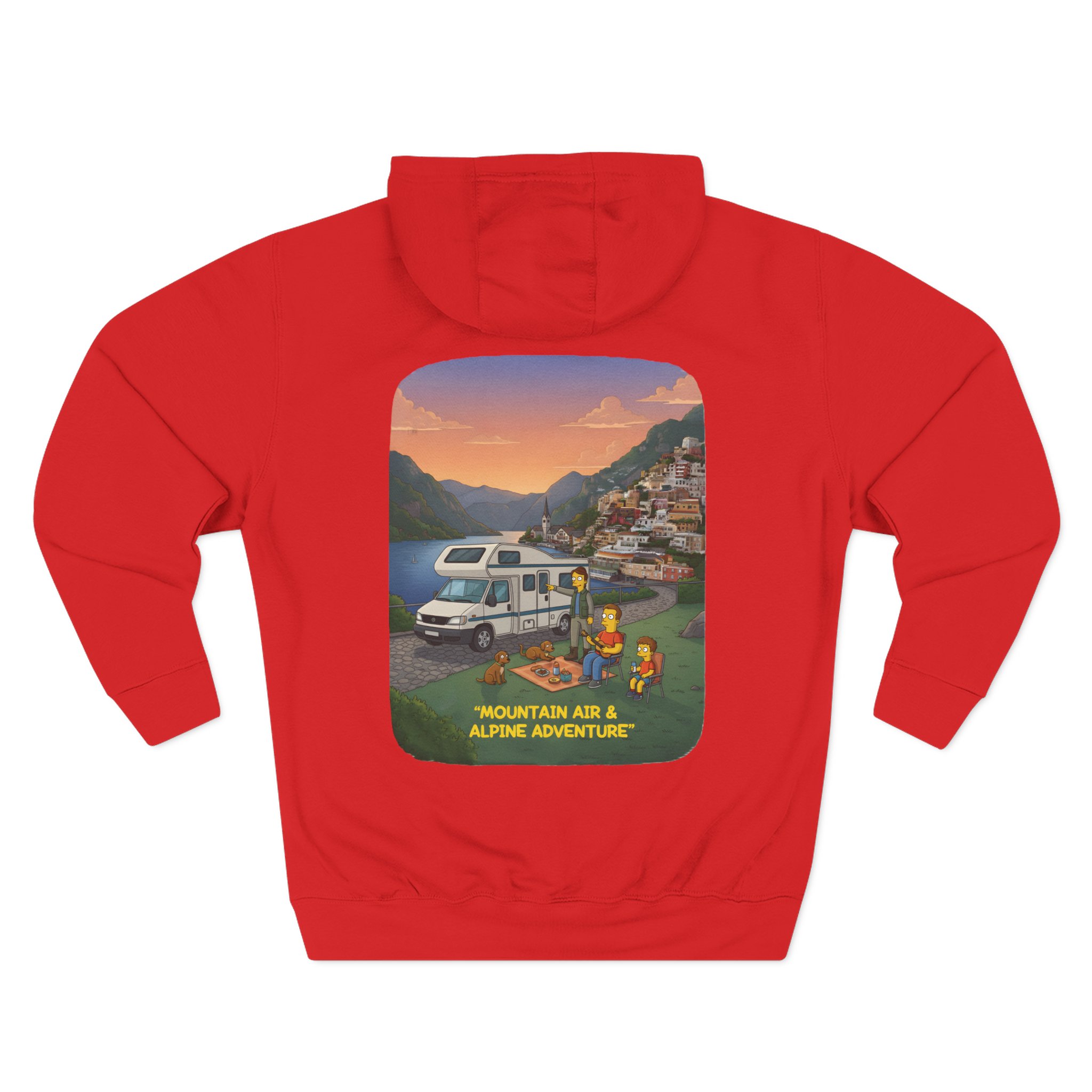 Three-Panel Fleece Hoodie - "Mountain Air-Alpine Adventure" Design Sitcom-Line