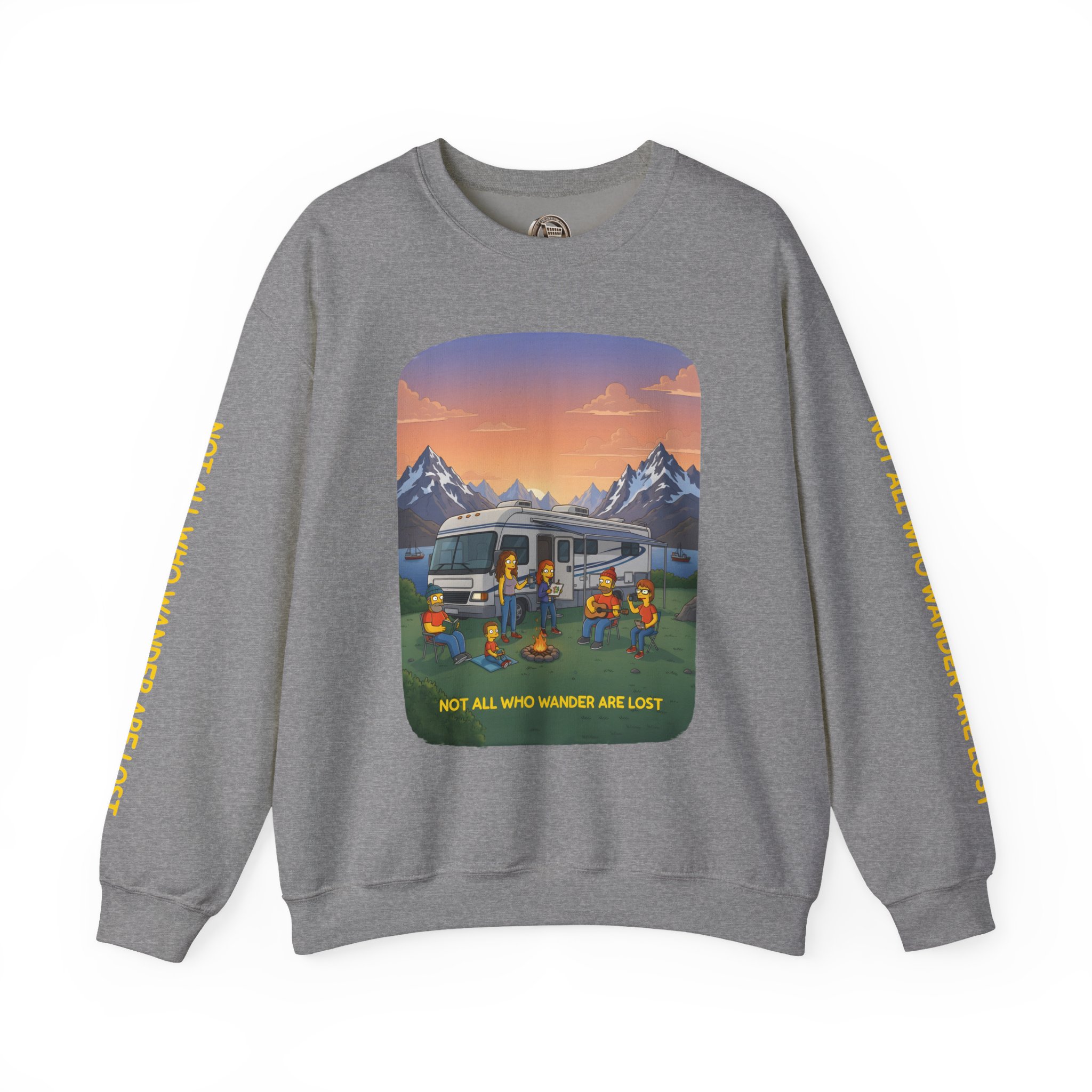 Unisex Heavy Blend™ Crewneck Sweatshirt — "Not All Who Wander Are Lost" Design Sitcom-Line