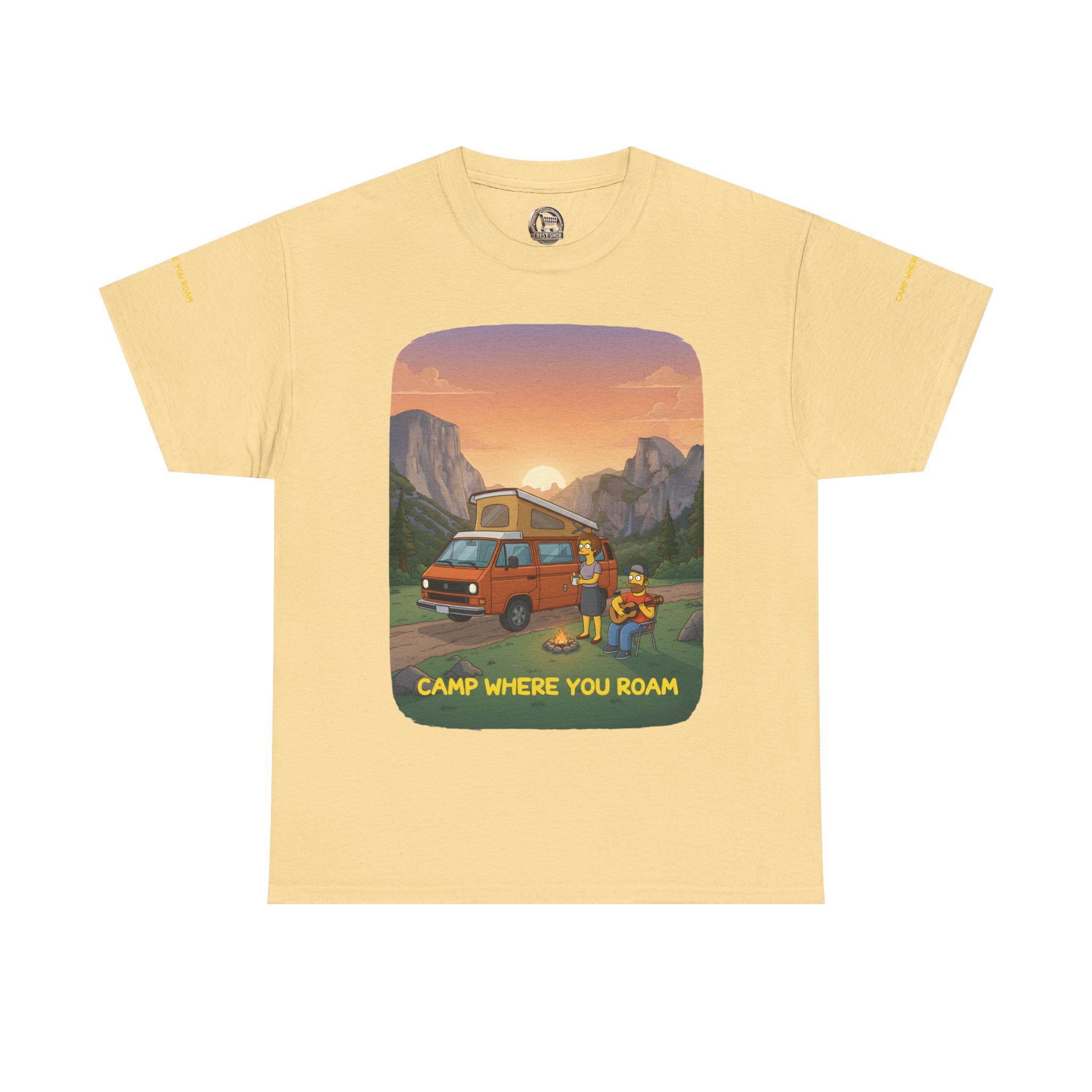 Unisex Heavy Cotton Tee — "Camp Where You Roam" Design Sitcom-Line