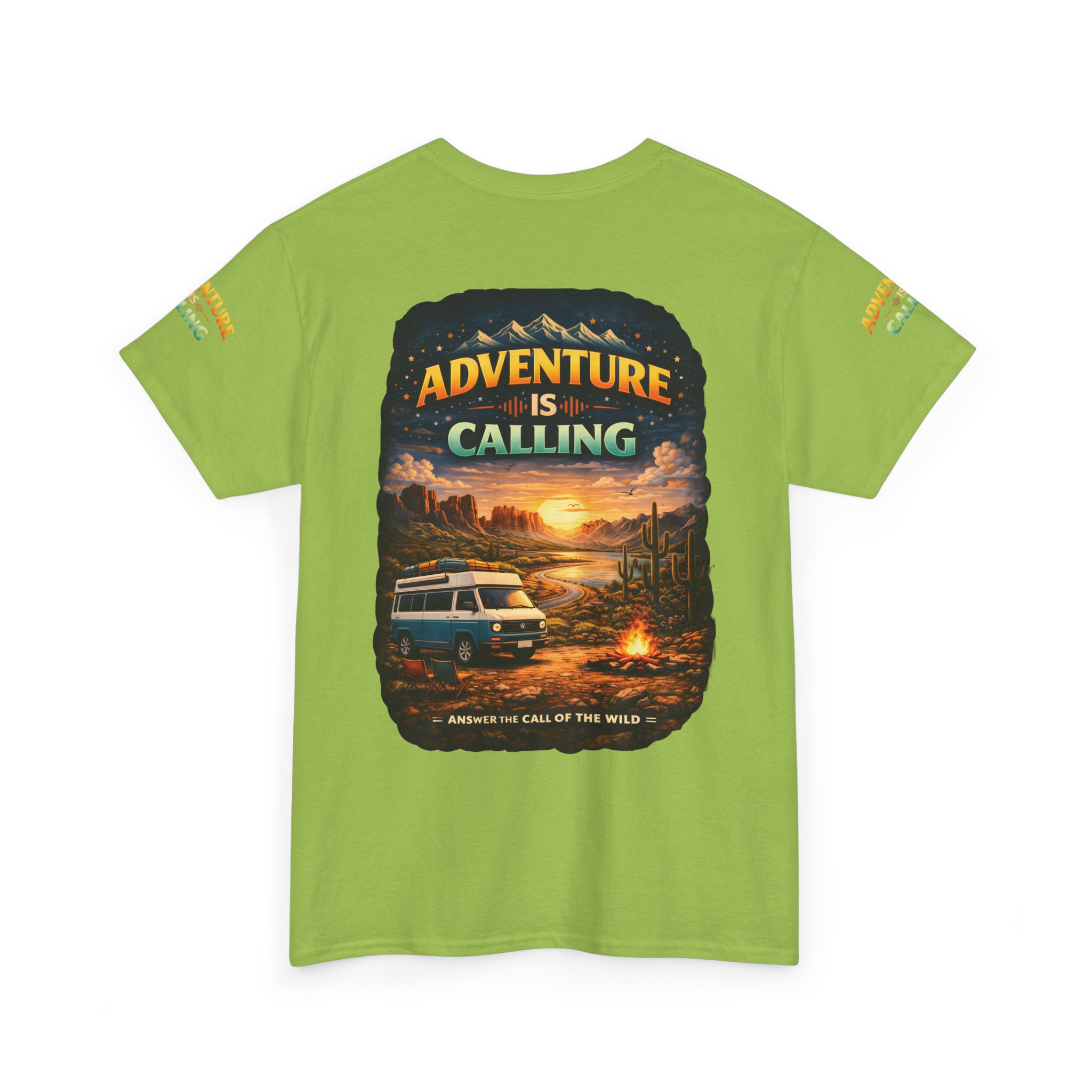 Unisex Heavy Cotton Tee — "Adventure Is Calling" Design Scenic-Line