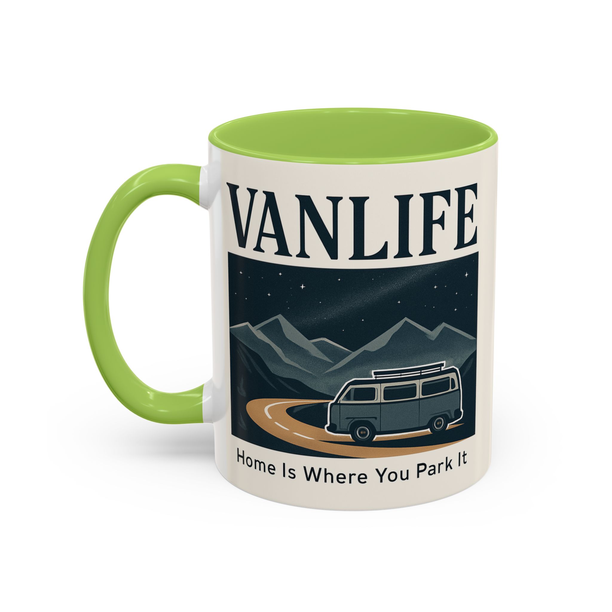 Coffee Mug — "Vanlife - Home Is Where You Park It" Accent Campervan Travel Mug