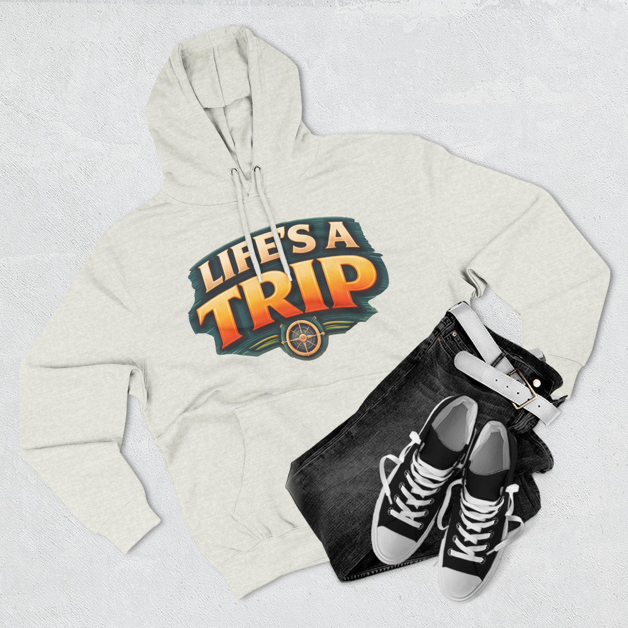 Three-Panel Fleece Hoodie - "Life s A Trip" Design Scenic-Line