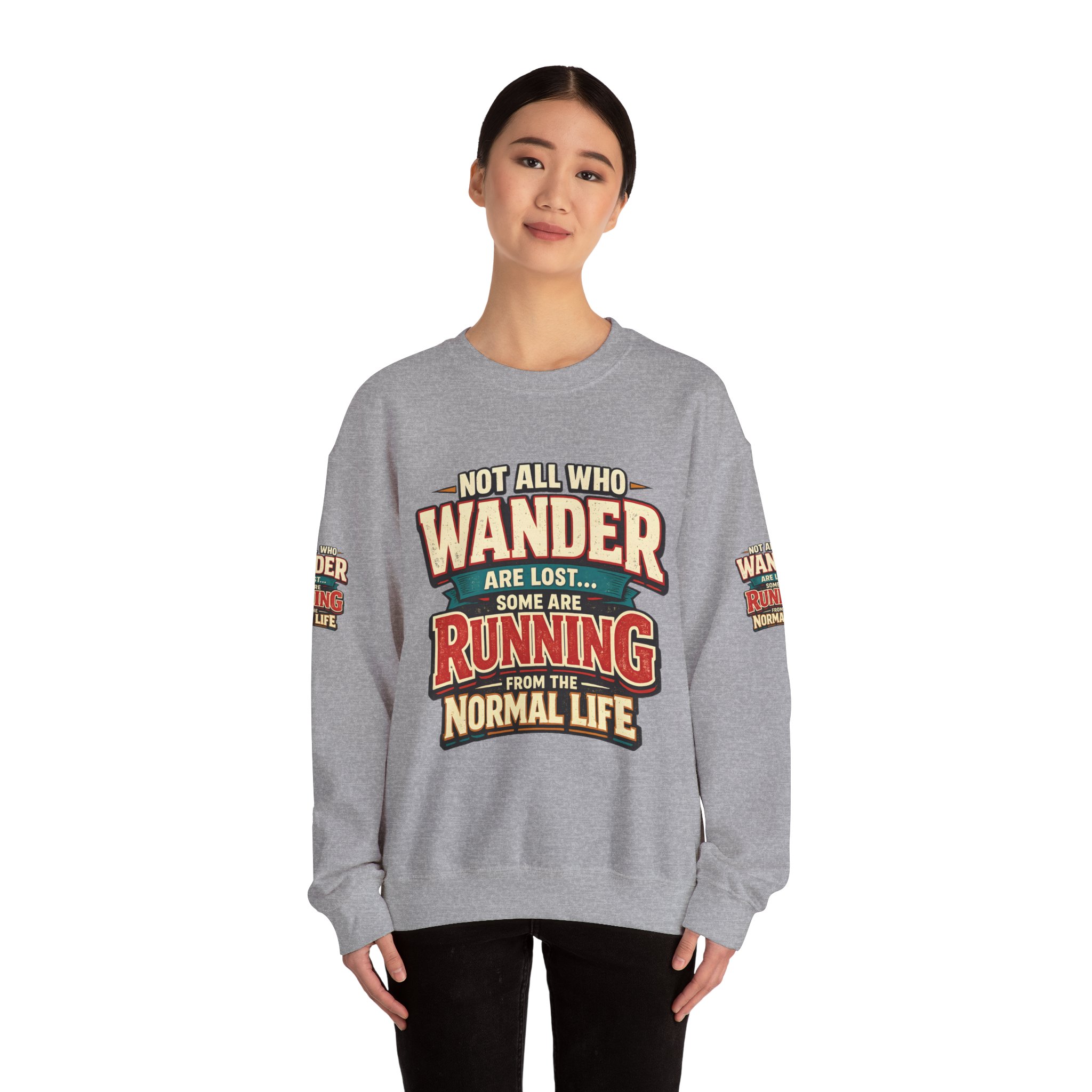 4860231770045436596_2048.jpeg Unisex Heavy Blend™ Crewneck Sweatshirt — "Not All Who Wander Are Lost" Design F**K-Line