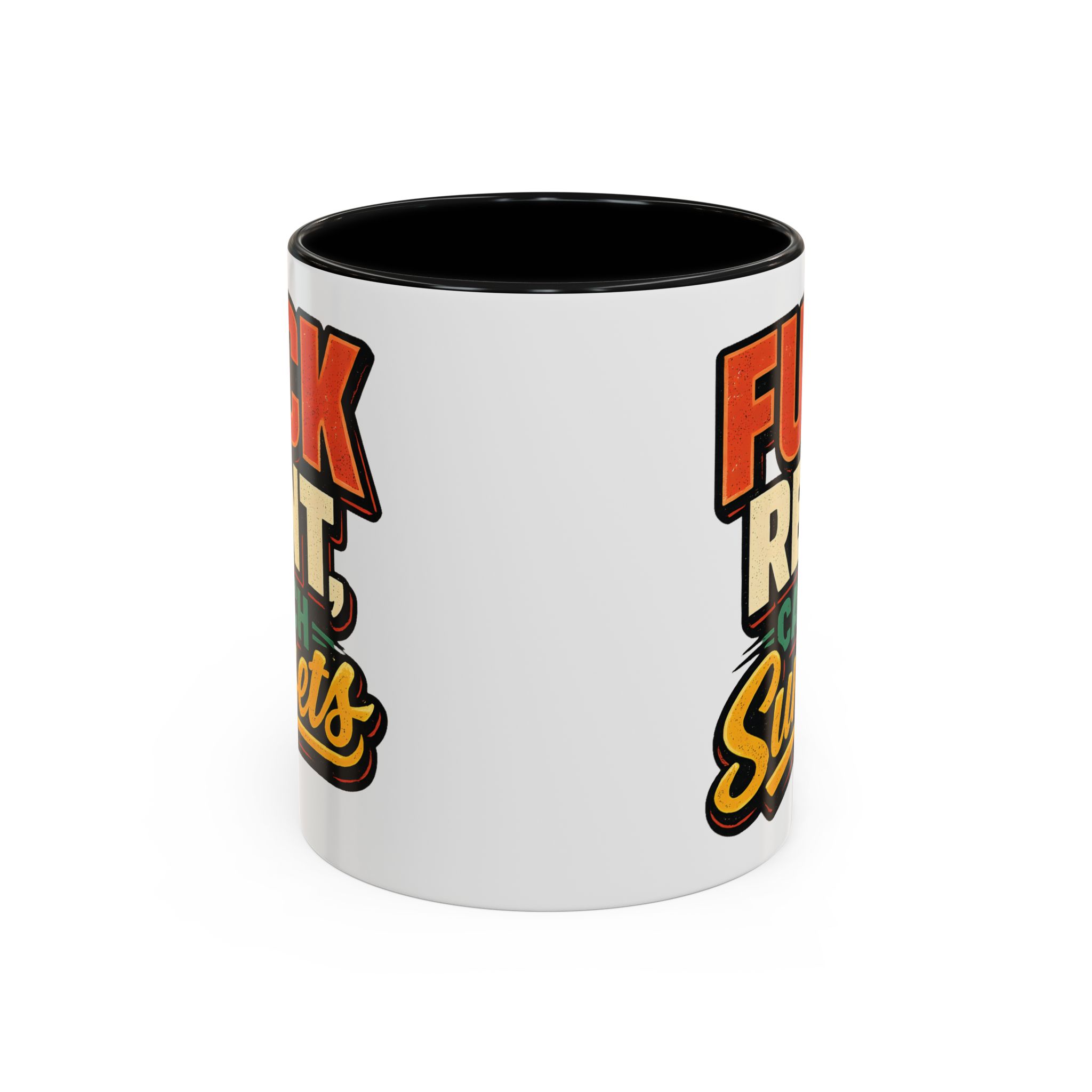 Accent Coffee Mug (11, 15oz) — "Fuck Rent Catch Sunsets" Design F**K-Line