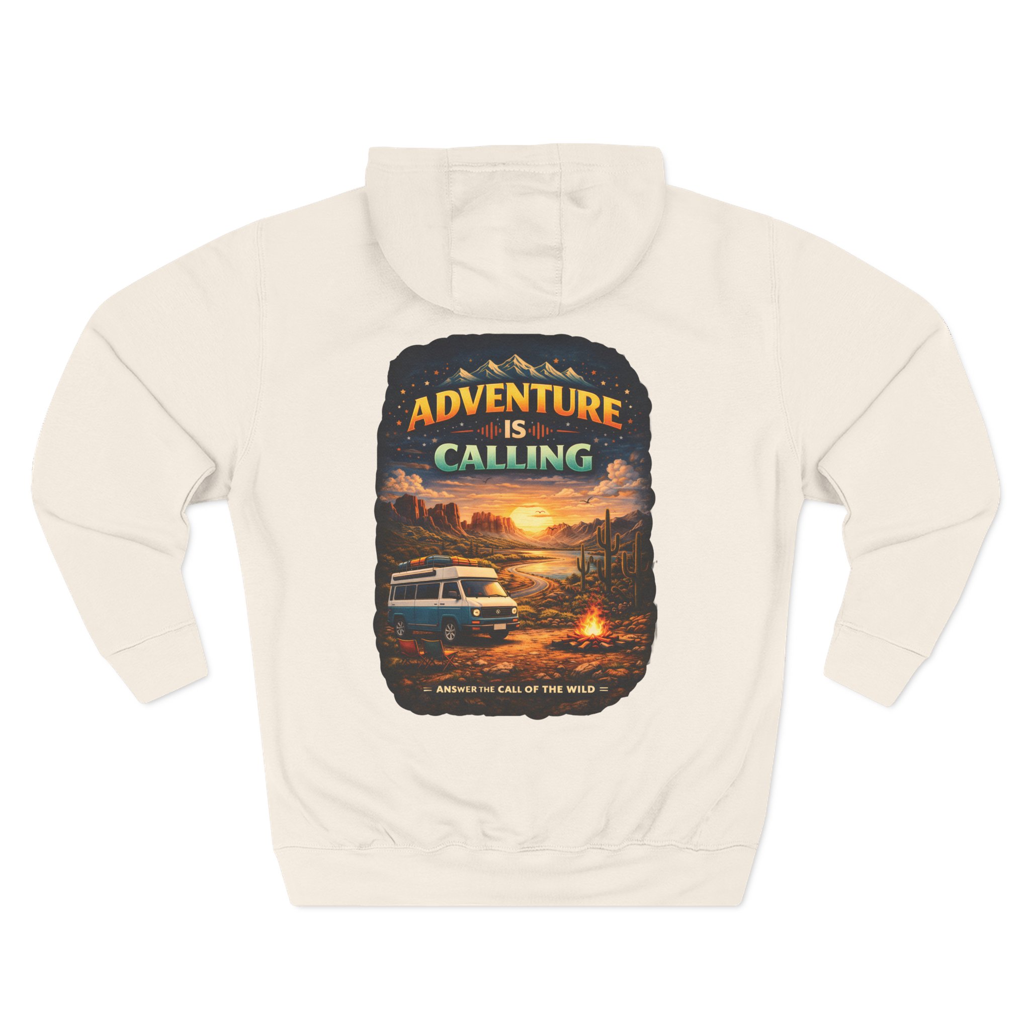 Three-Panel Fleece Hoodie - "Adventure Is Calling" Design Scenic-Line