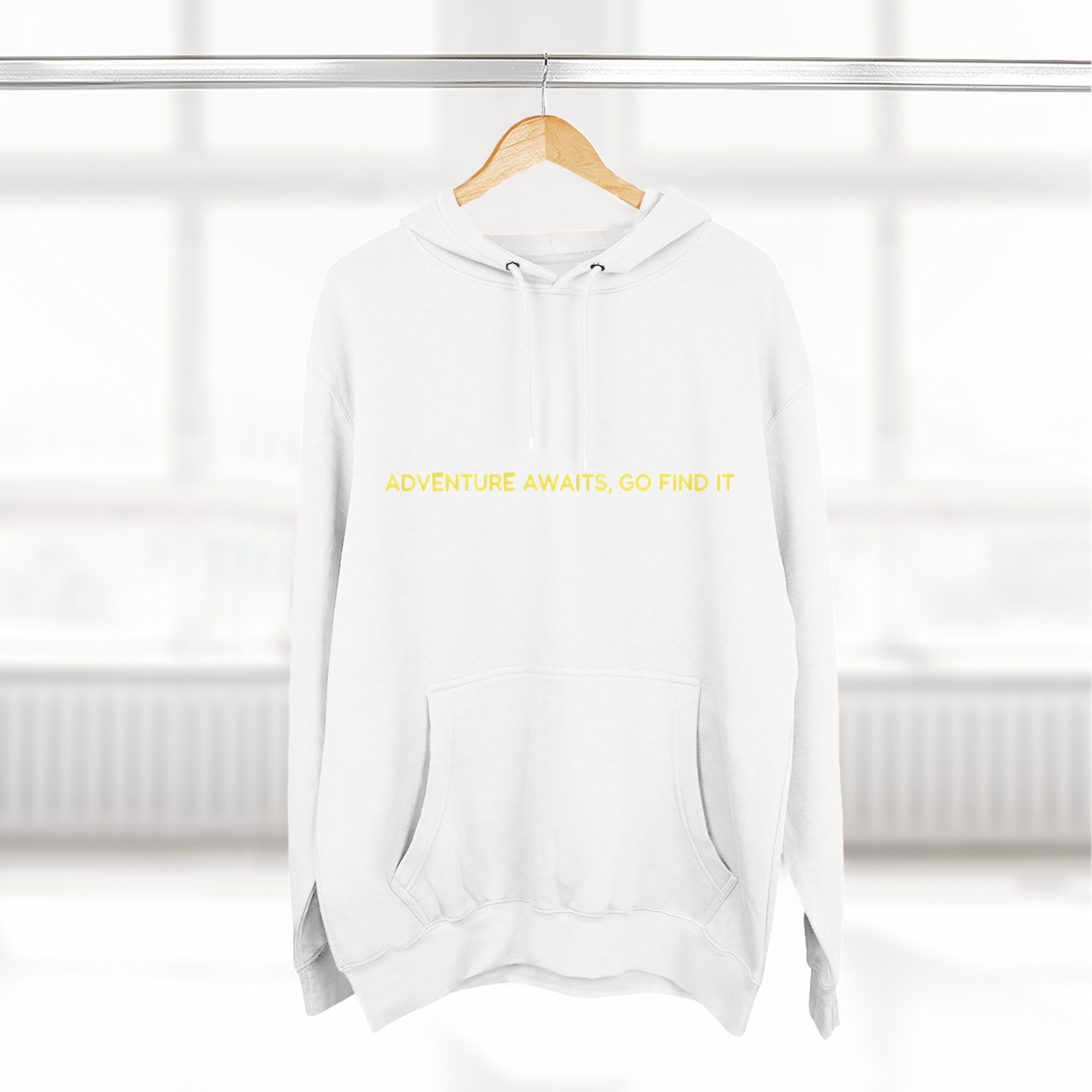 Three-Panel Fleece Hoodie - "Adventure Awaits-Go Find It"" Design Sitcom-Line