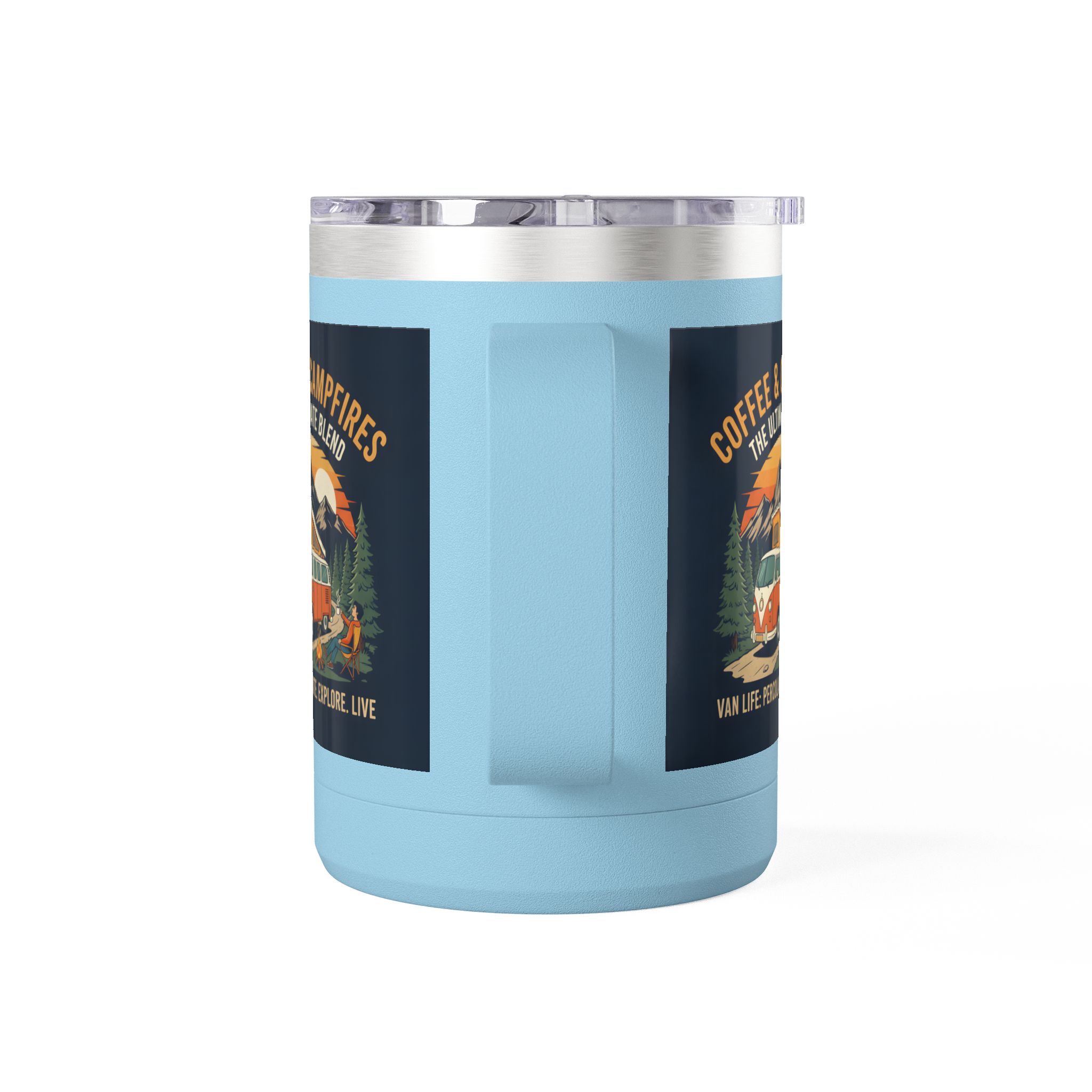 Coffee Mug Tumbler, 15oz — “Coffee & Campfires: The Ultimate Blend”