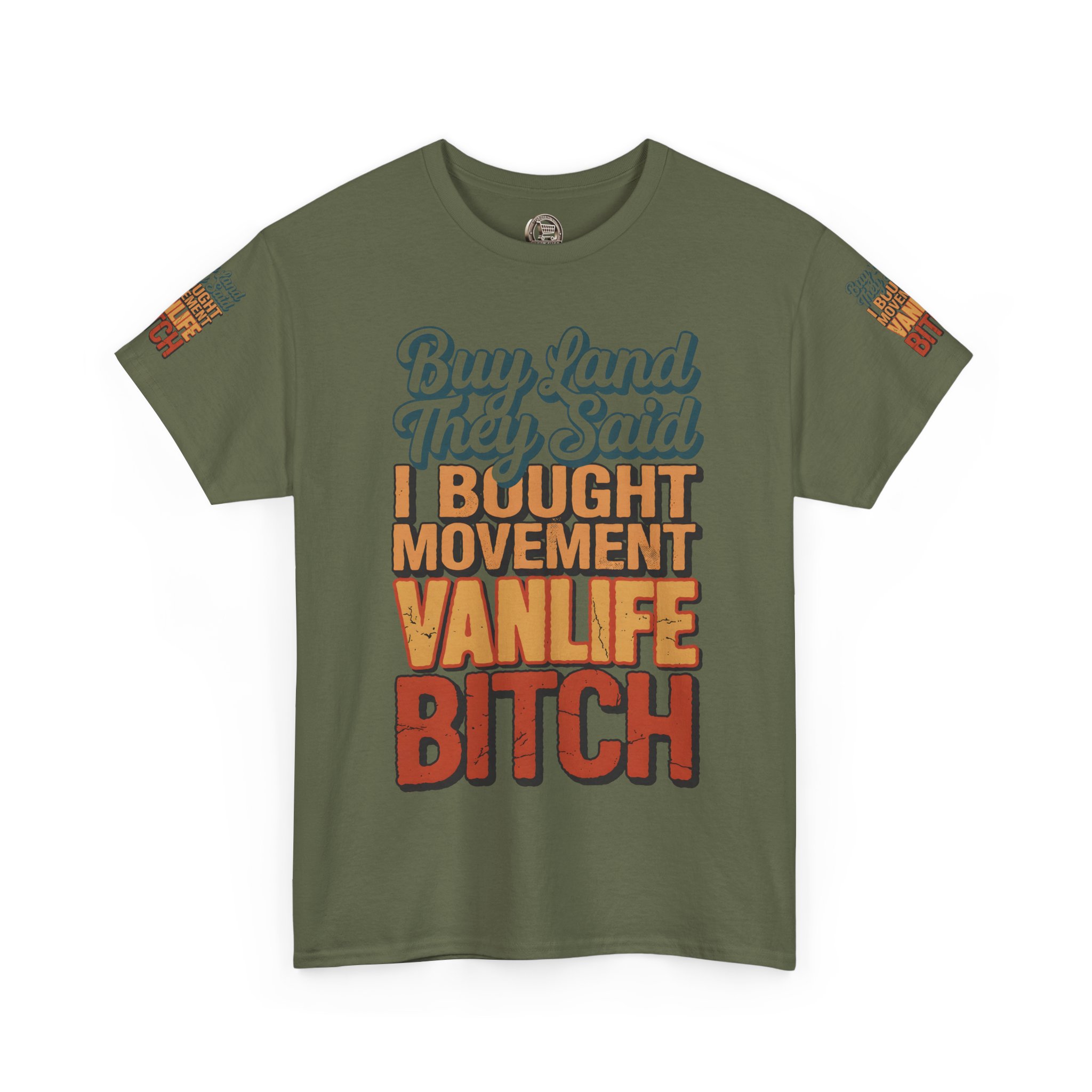 Unisex Heavy Cotton Tee — "Buy Land They Said" Design F**K-Line