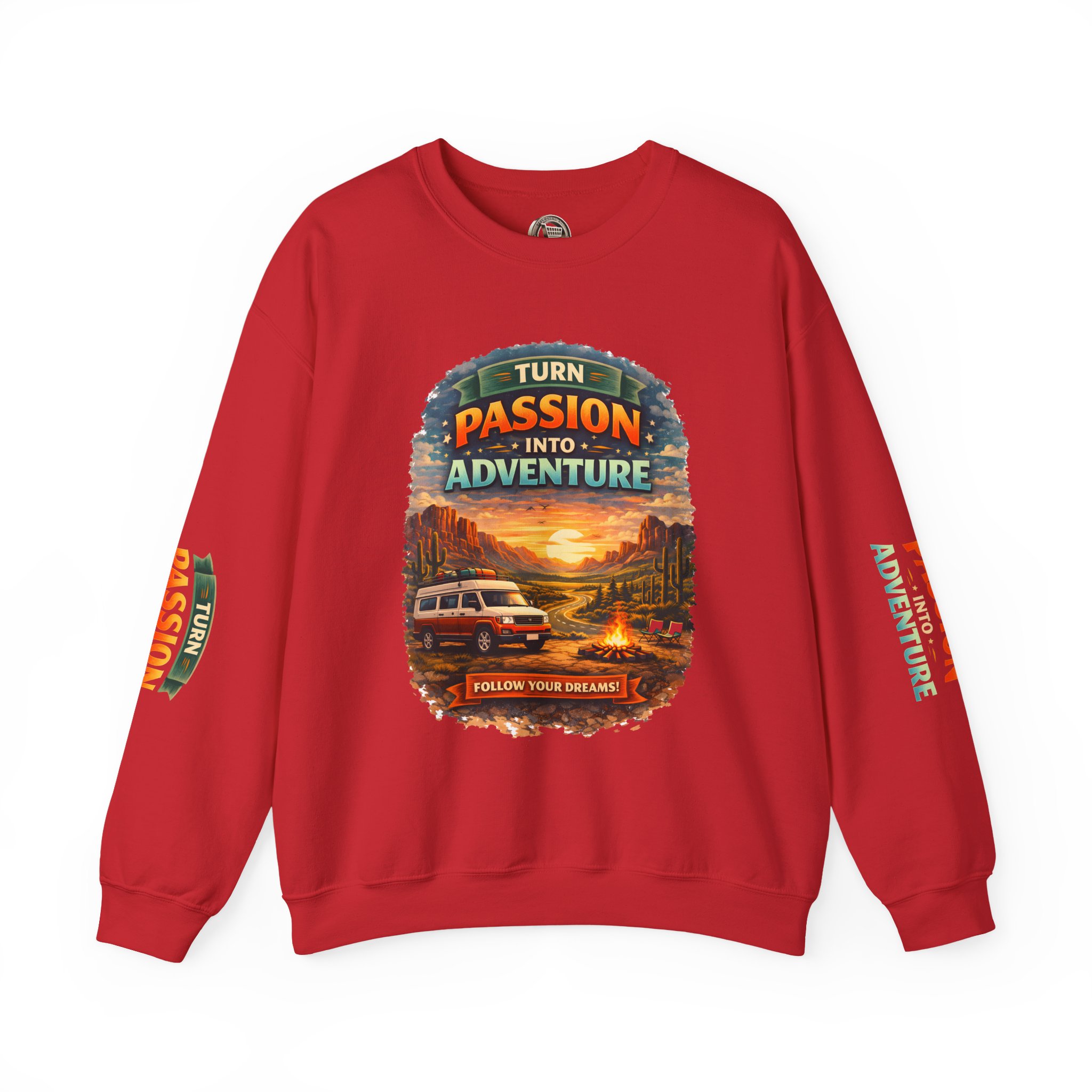 Unisex Heavy Blend™ Crewneck Sweatshirt — "Turn Passion Into Adventure" Design Scenic-Line