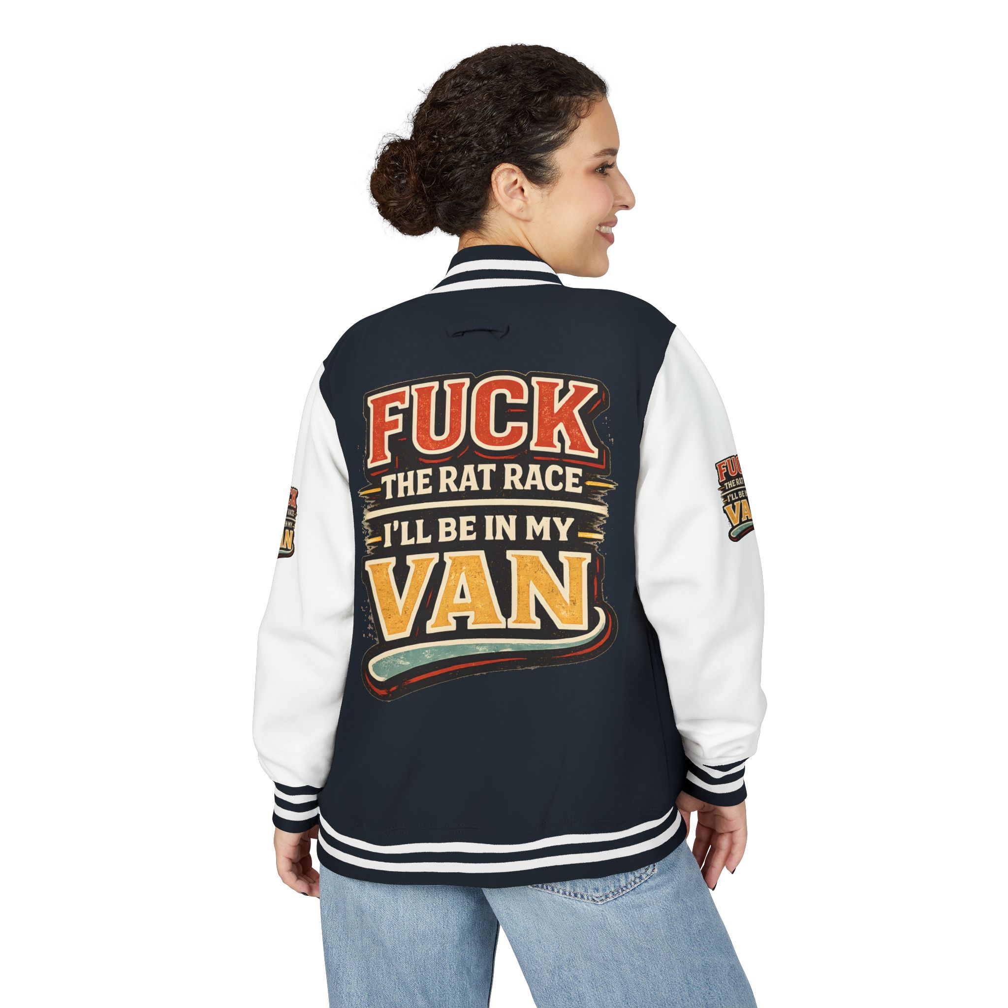 Unisex Heavyweight Letterman Jacket — "Fuck The Rat Race" Design F**K-Line