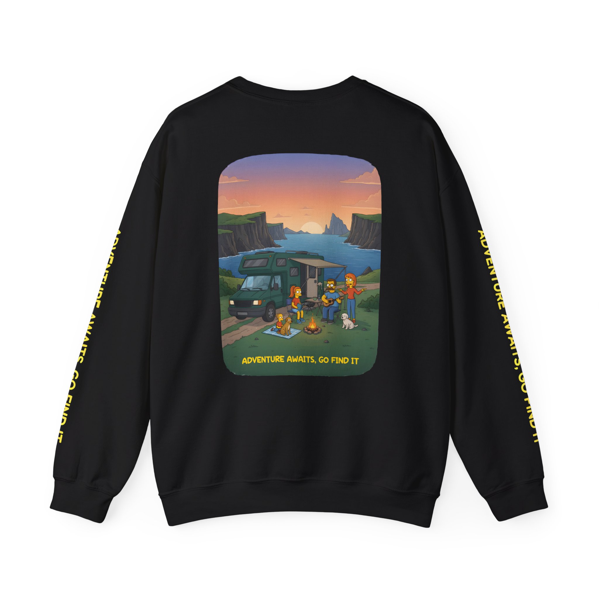 Unisex Heavy Blend™ Crewneck Sweatshirt — "Adventure Awaits-Go Find It"" Design Sitcom-Line