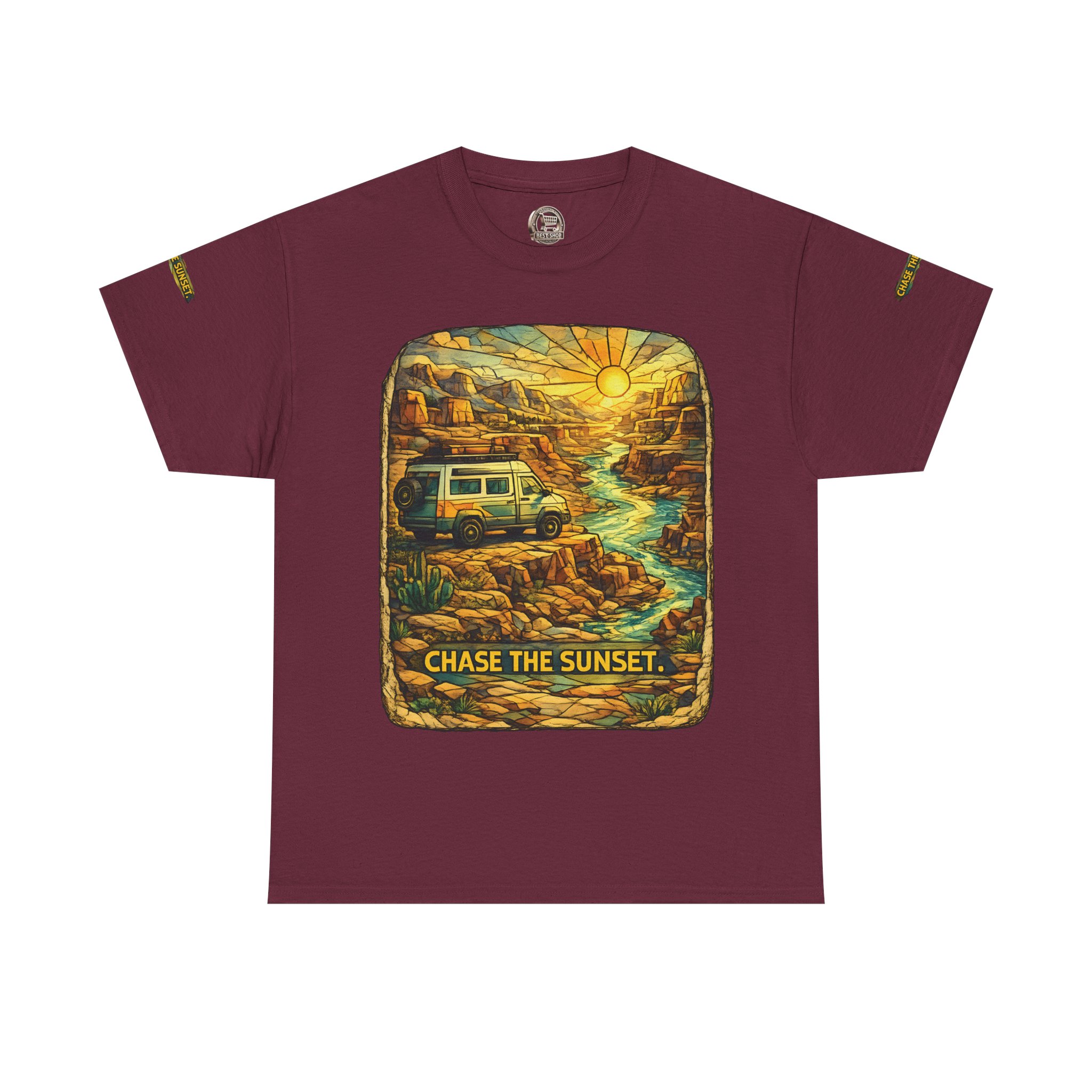 4901149539347705824_2048.jpeg Unisex Heavy Cotton Tee — "Chase The Sunset" Design Cubic-Line