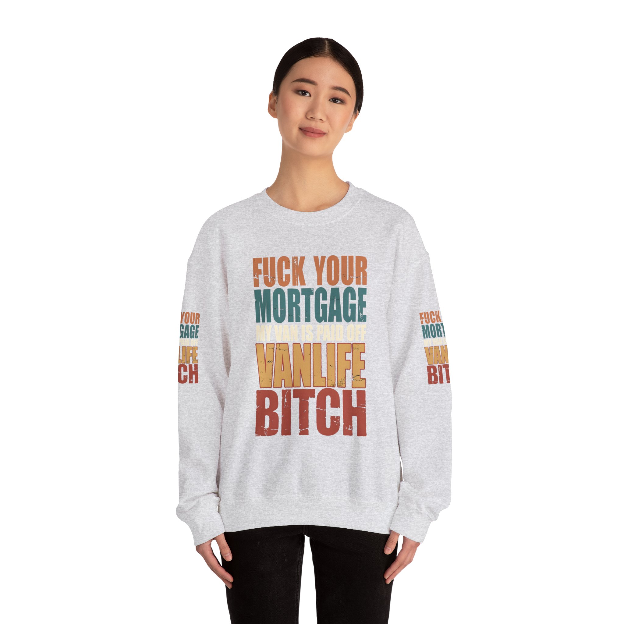 Unisex Heavy Blend™ Crewneck Sweatshirt — "Fuck Your Mortgage" Design F**K-Line