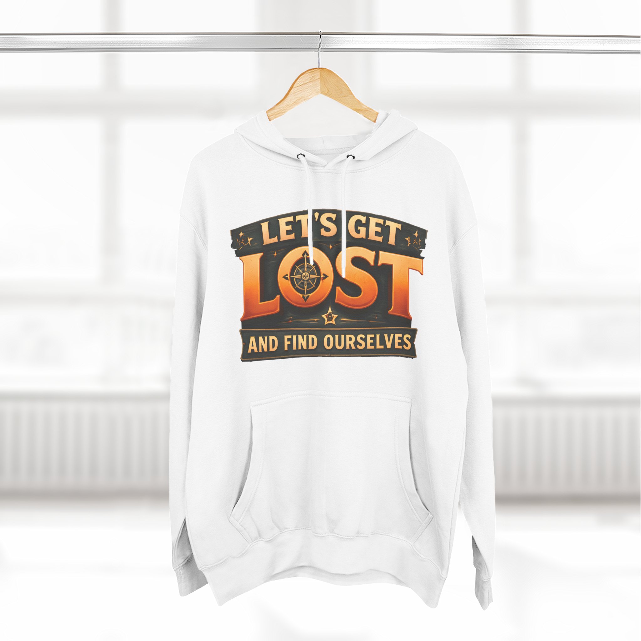 Three-Panel Fleece Hoodie - "Let´s Get Lost And Found Ourselfs" Design Scenic-Line