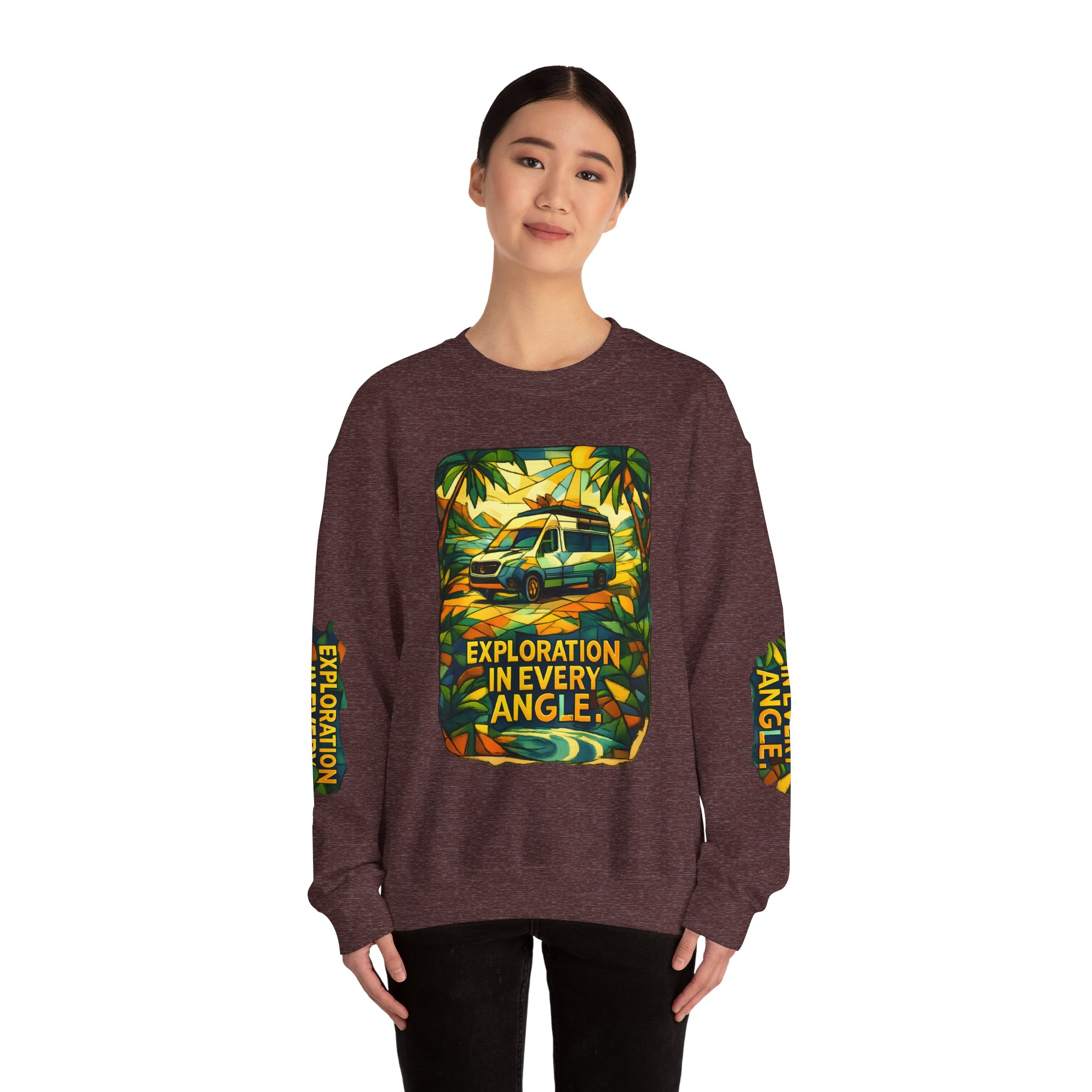 Unisex Heavy Blend™ Crewneck Sweatshirt — "Exploration In Every Angle" Design Cubic-Line