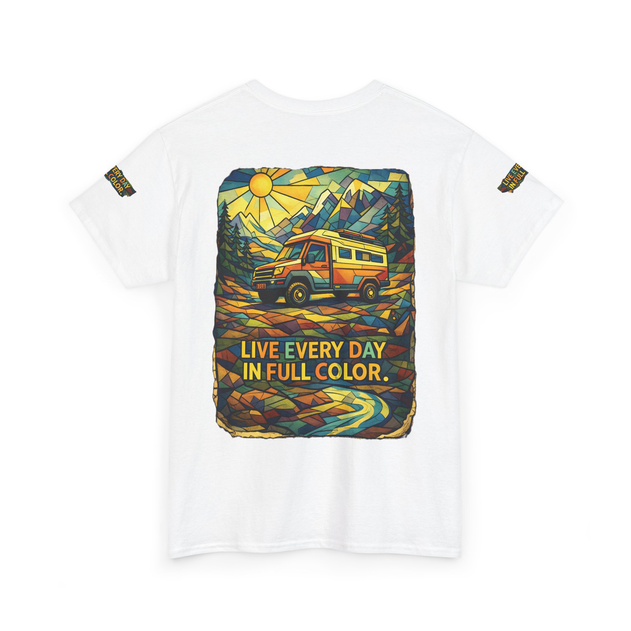 4923619785544044639_2048.jpeg Unisex Heavy Cotton Tee — "Live Life Every Day In Full Color" Design Cubic-Line