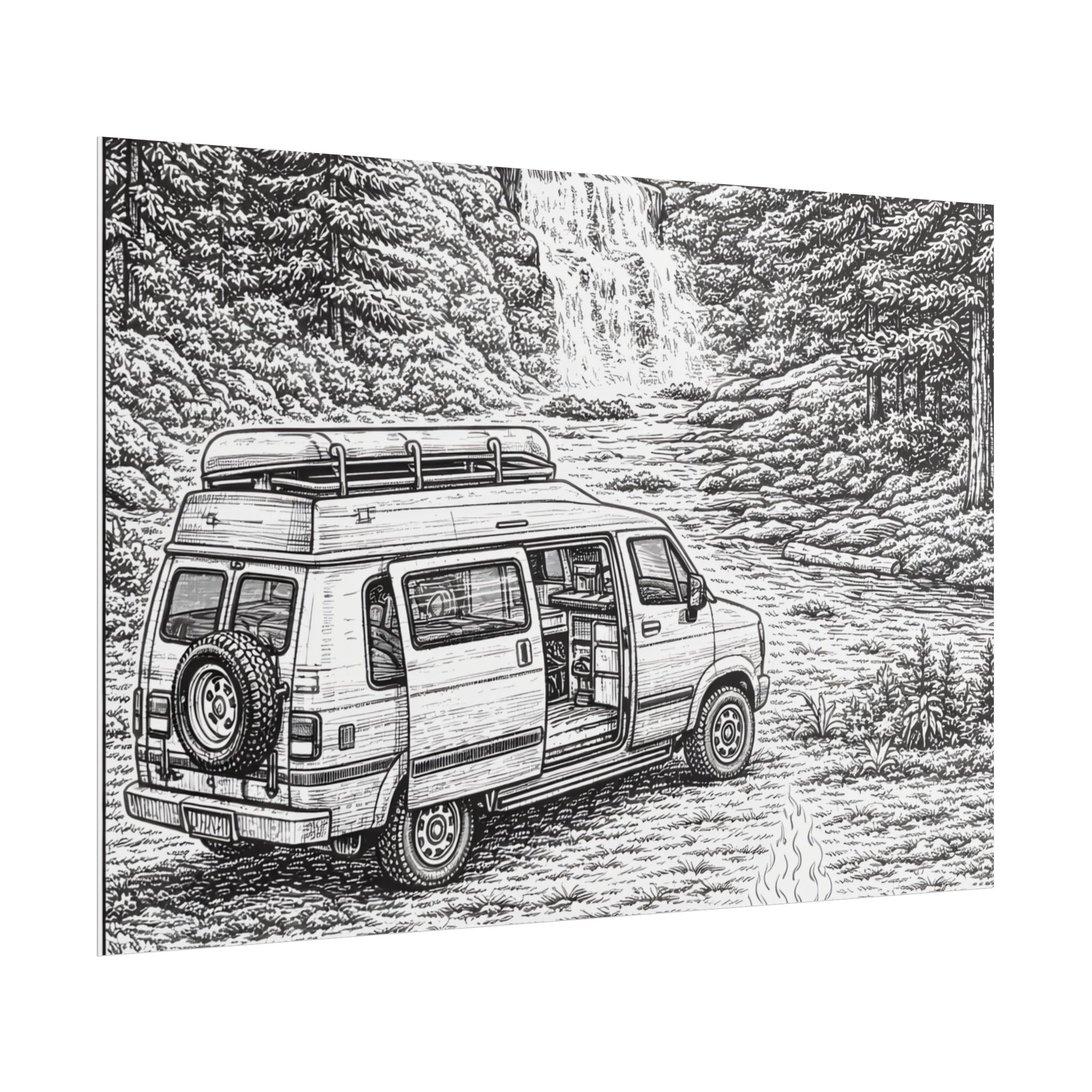 Campervan Poster — Vintage RV Camping Landscape Wall Art
